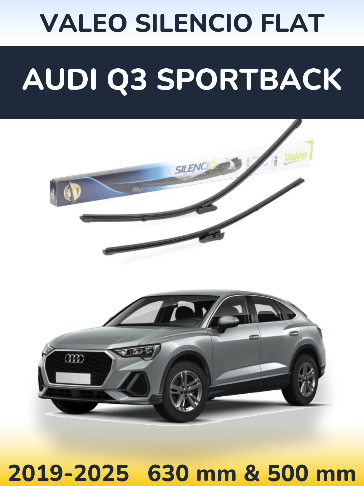 Комплект передних дворников Valeo Silencio Flat 630 & 500 мм для Audi Q3 Sportback 2019-2025