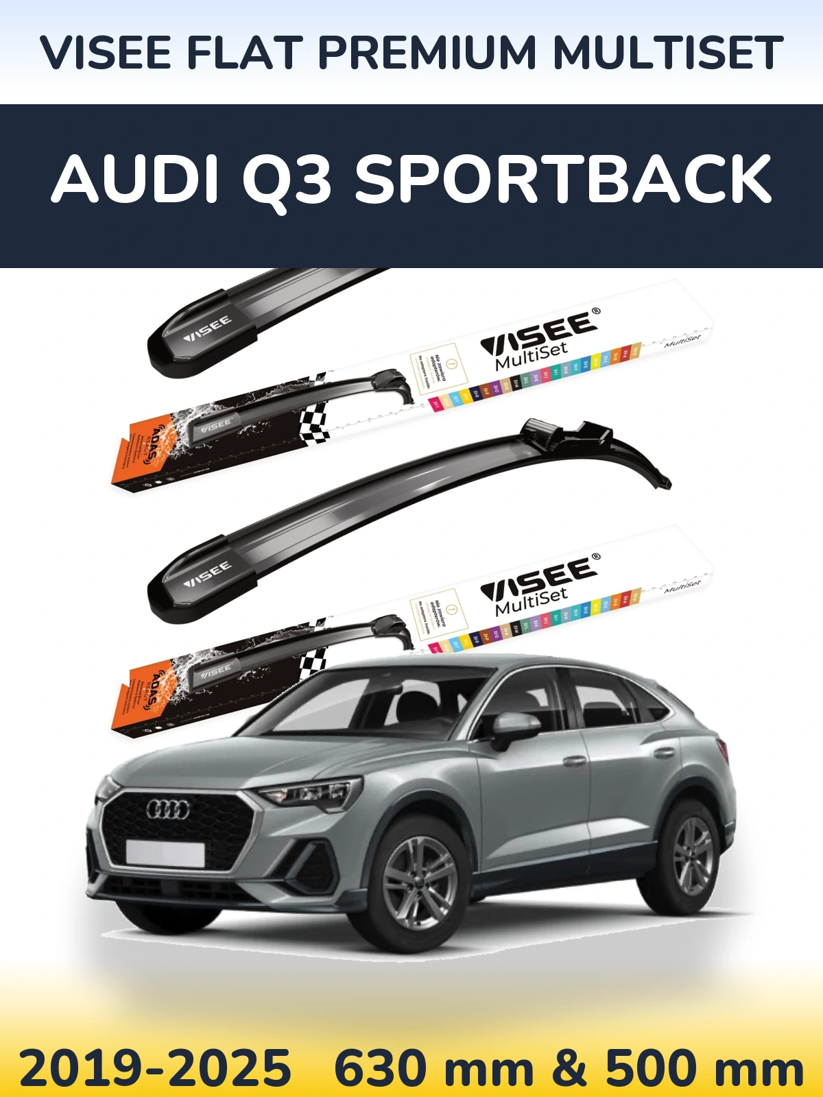 Komplet przednich wycieraczek VISEE FLAT PREMIUM MultiSet 630 & 500 mm do Audi Q3 Sportback 2019-2025