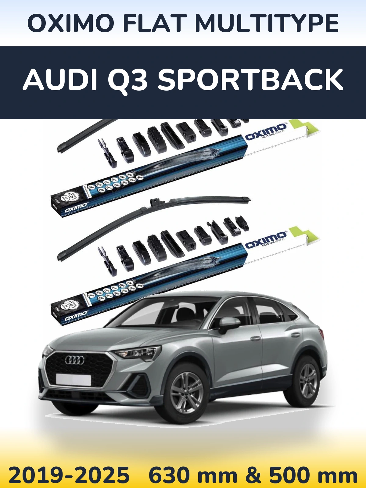 Komplet przednich wycieraczek Oximo Flat MultiType 600 & 500 mm do Audi Q3 Sportback 2019-2025