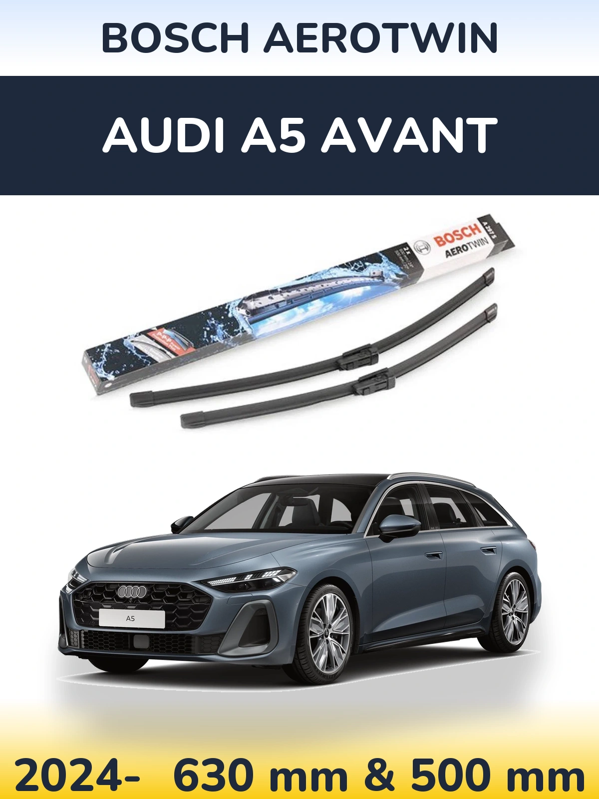 Komplet przednich wycieraczek BOSCH AeroTwin 600 & 500 mm do Audi A5 Avant 2024-2026