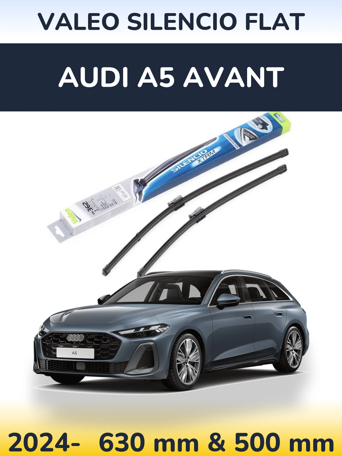 Komplet przednich wycieraczek Valeo Silencio Flat 600 & 500 mm do Audi A5 Avant 2024-2026