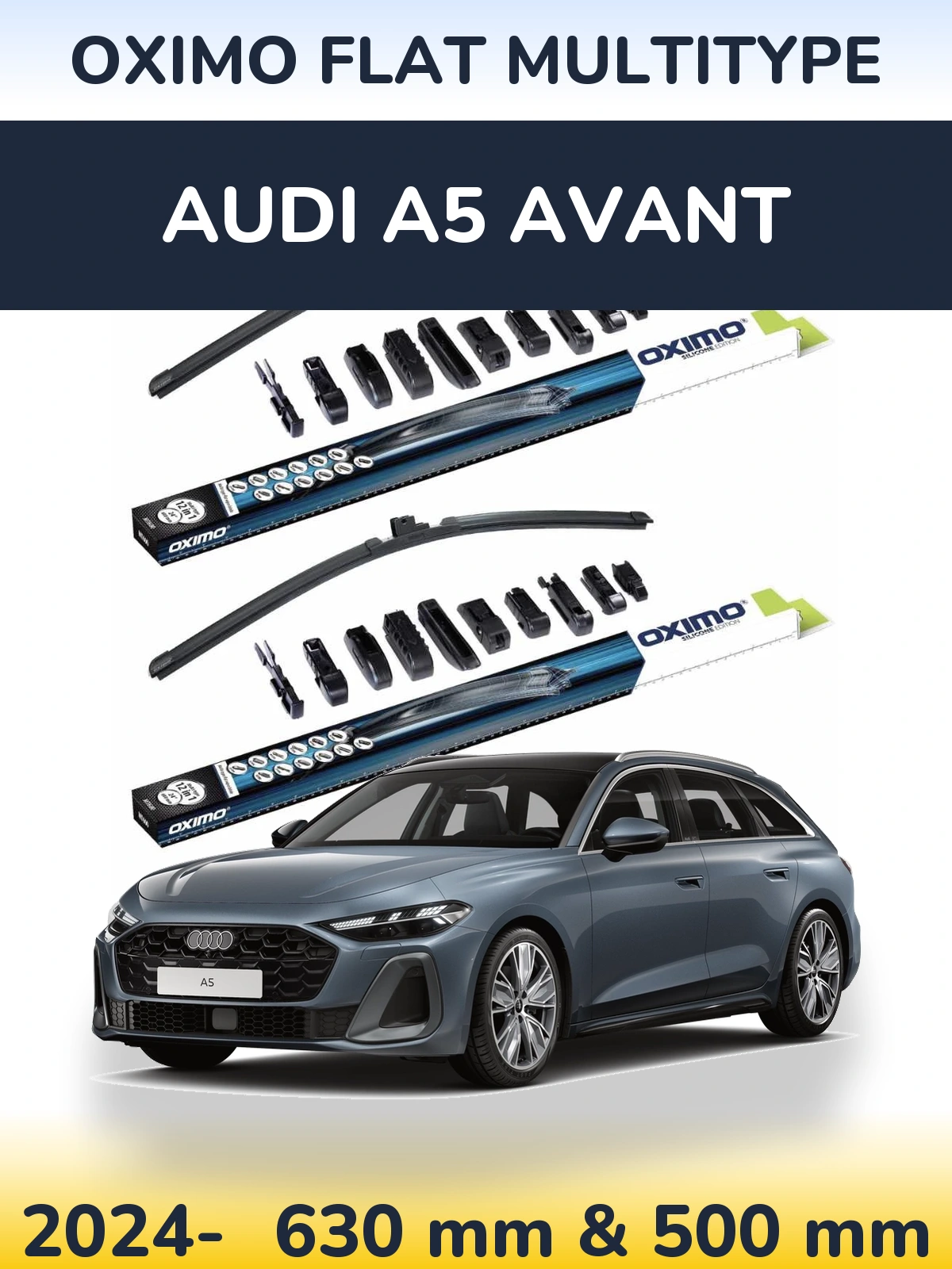Komplet przednich wycieraczek Oximo Flat MultiType 600 & 500 mm do Audi A5 Avant 2024-2026