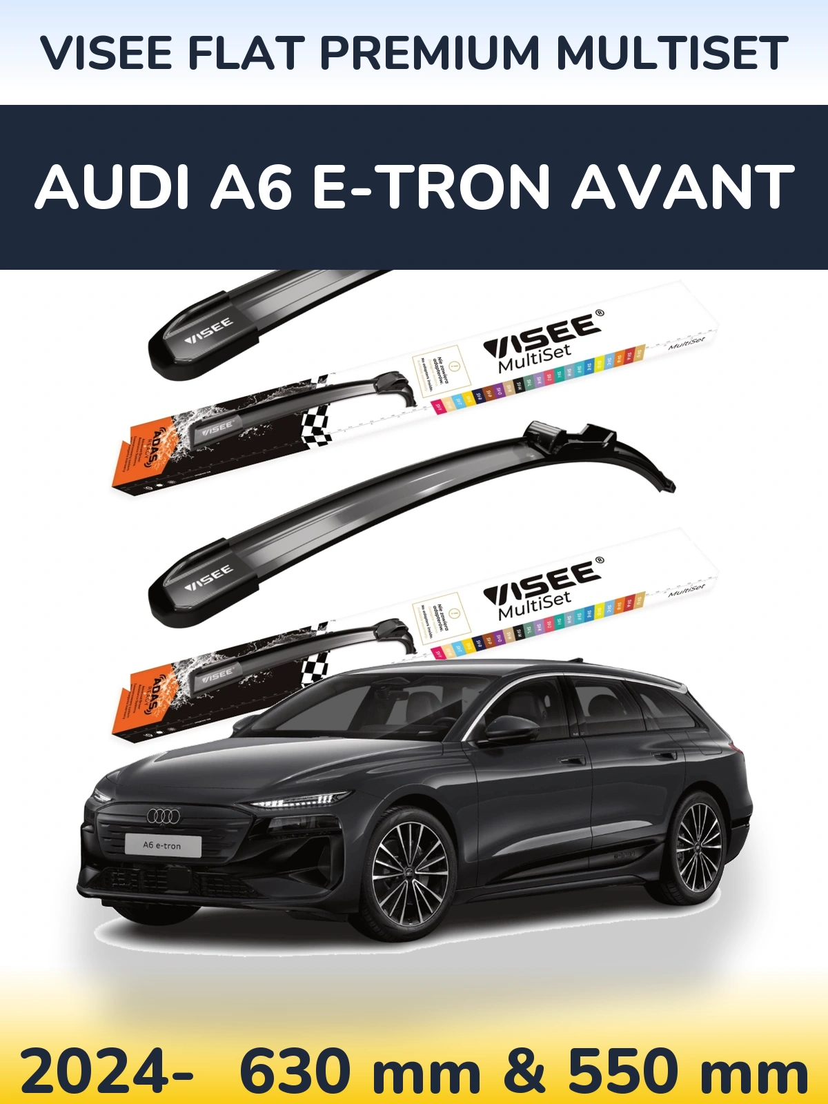 Komplet przednich wycieraczek VISEE FLAT PREMIUM MultiSet 630 & 550 mm do Audi A6 e-tron Avant 2024-2026