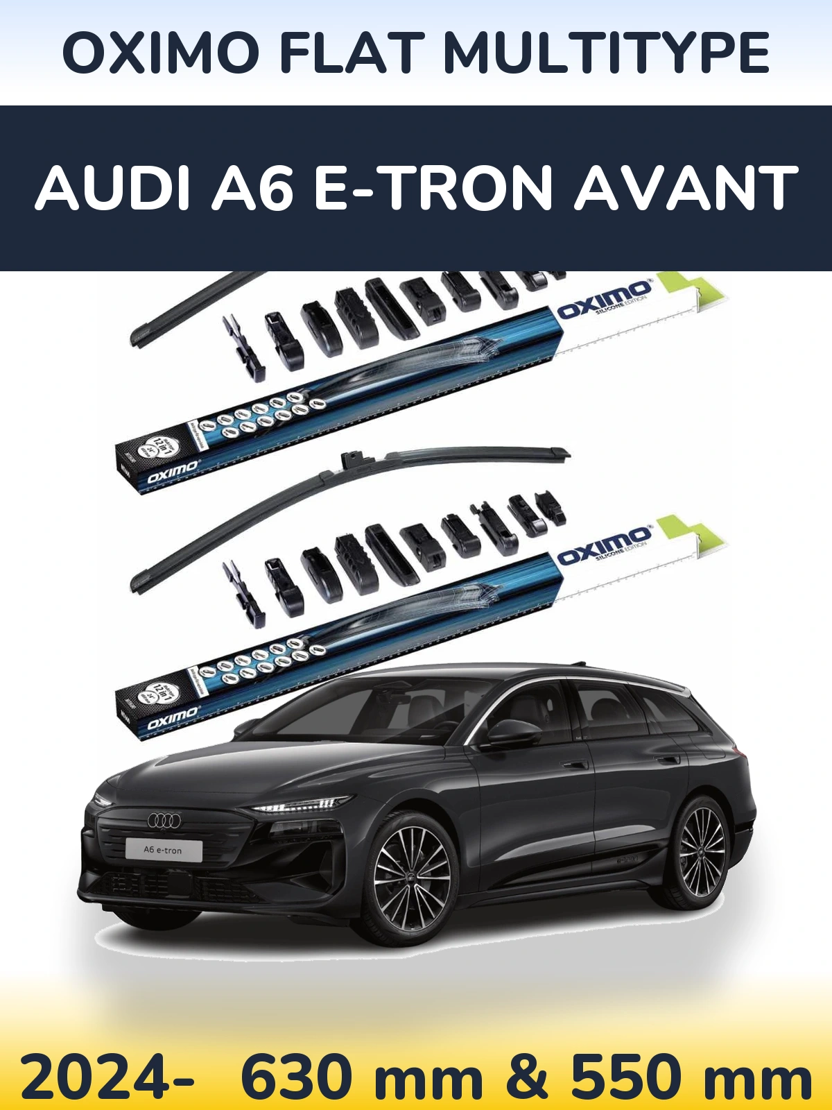Комплект передних дворников Oximo Flat MultiТипe 600 & 550 мм для Audi A6 e-tron Avant 2024-2026