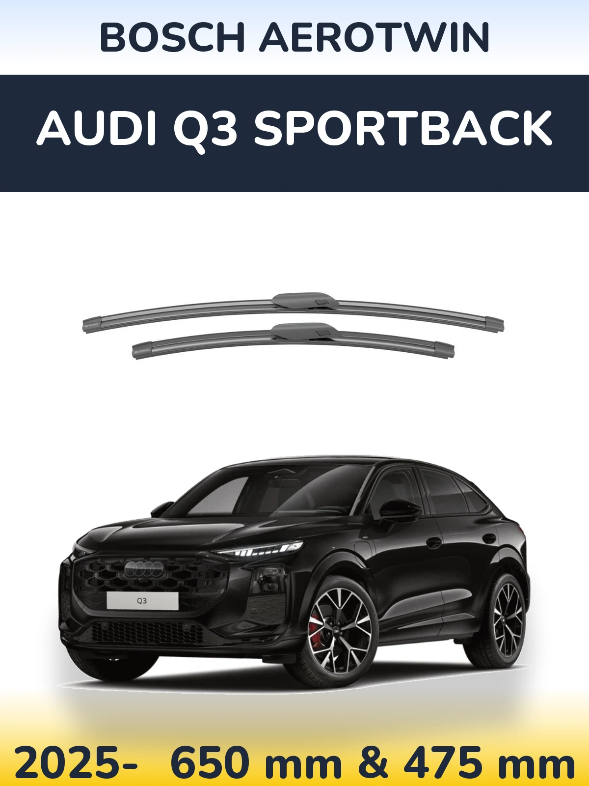 Комплект передних дворников BOSCH AeroTwin 650 & 475 мм для Audi Q3 Sportback 2025-2026