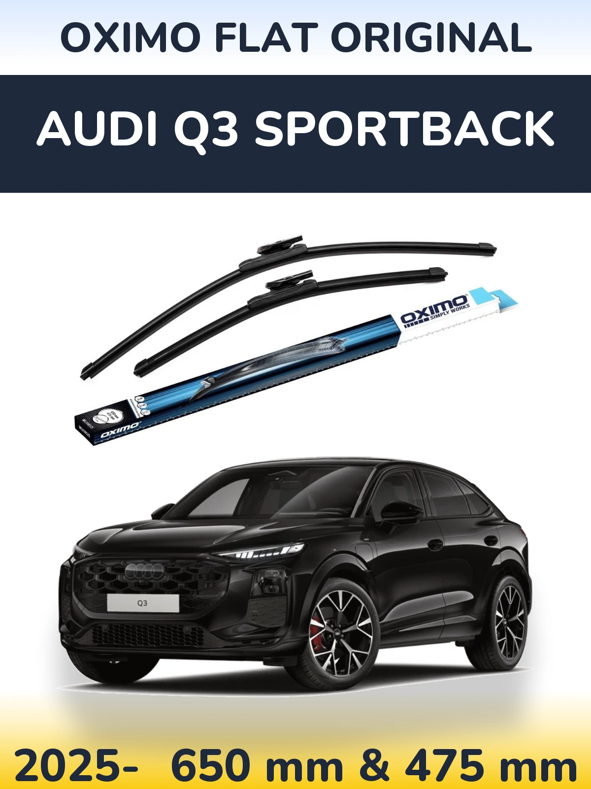 Komplet przednich wycieraczek Oximo Flat Original 650 & 475 mm do Audi Q3 Sportback 2025-2026