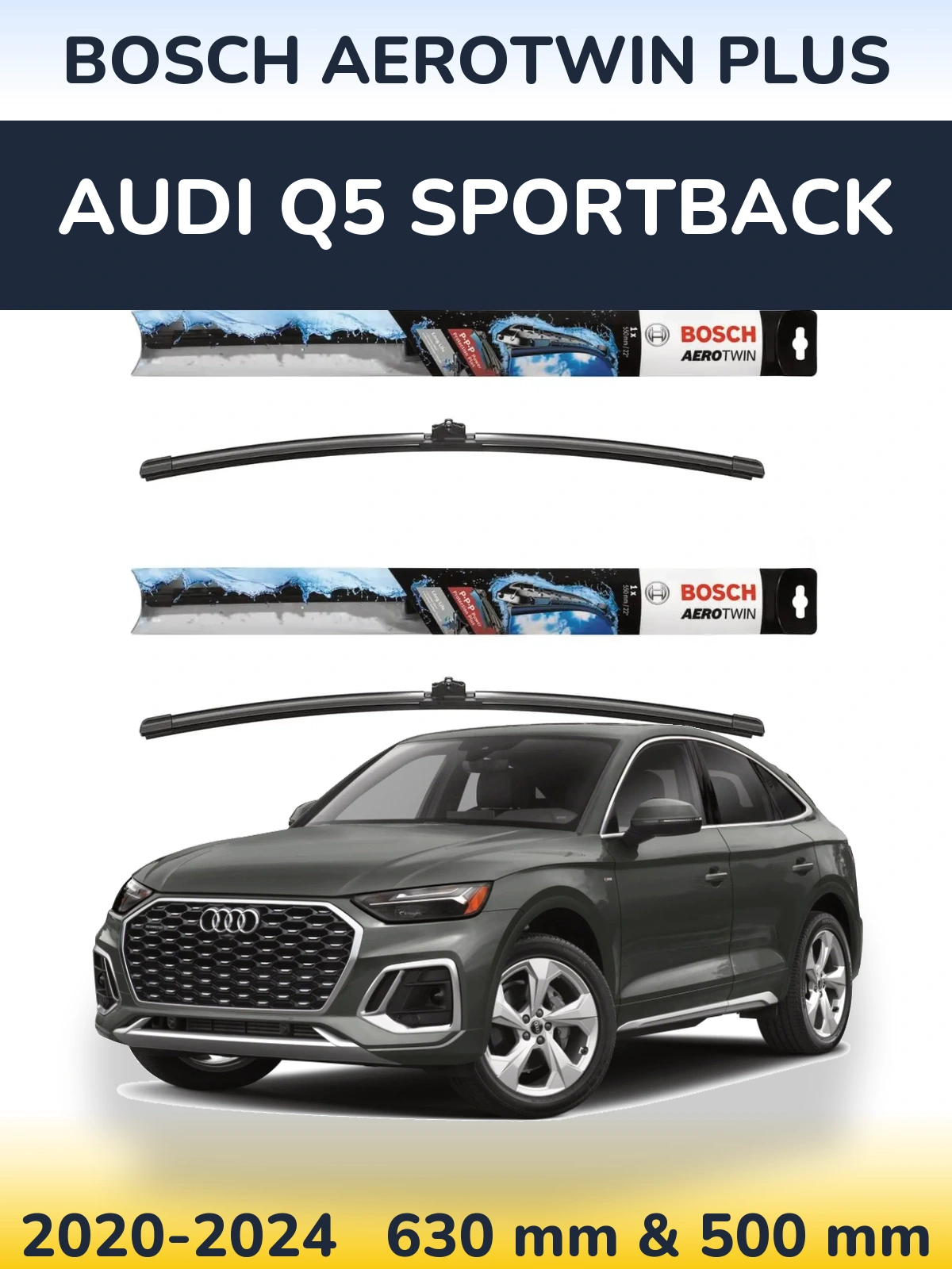 Komplet przednich wycieraczek BOSCH AeroTwin Plus 600 & 500 mm do Audi Q5 Sportback 2020-2024
