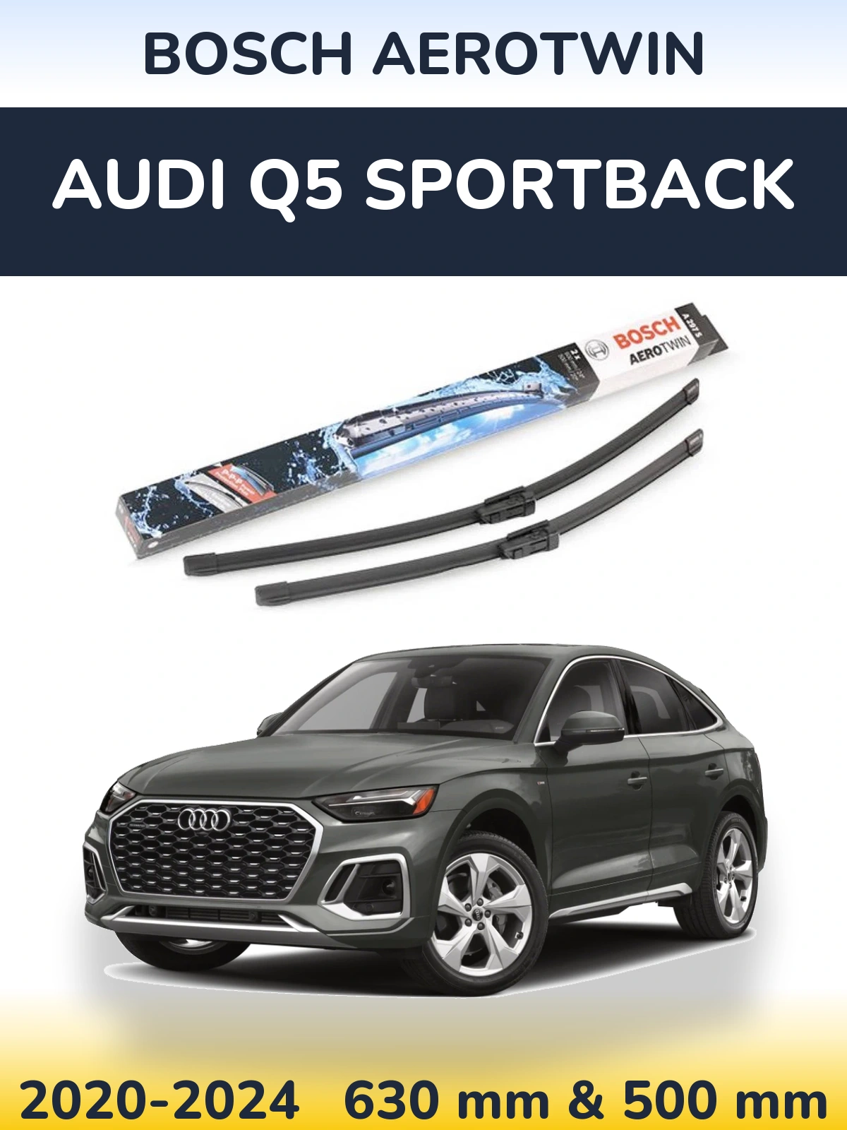 Komplet przednich wycieraczek BOSCH AeroTwin 600 & 500 mm do Audi Q5 Sportback 2020-2024