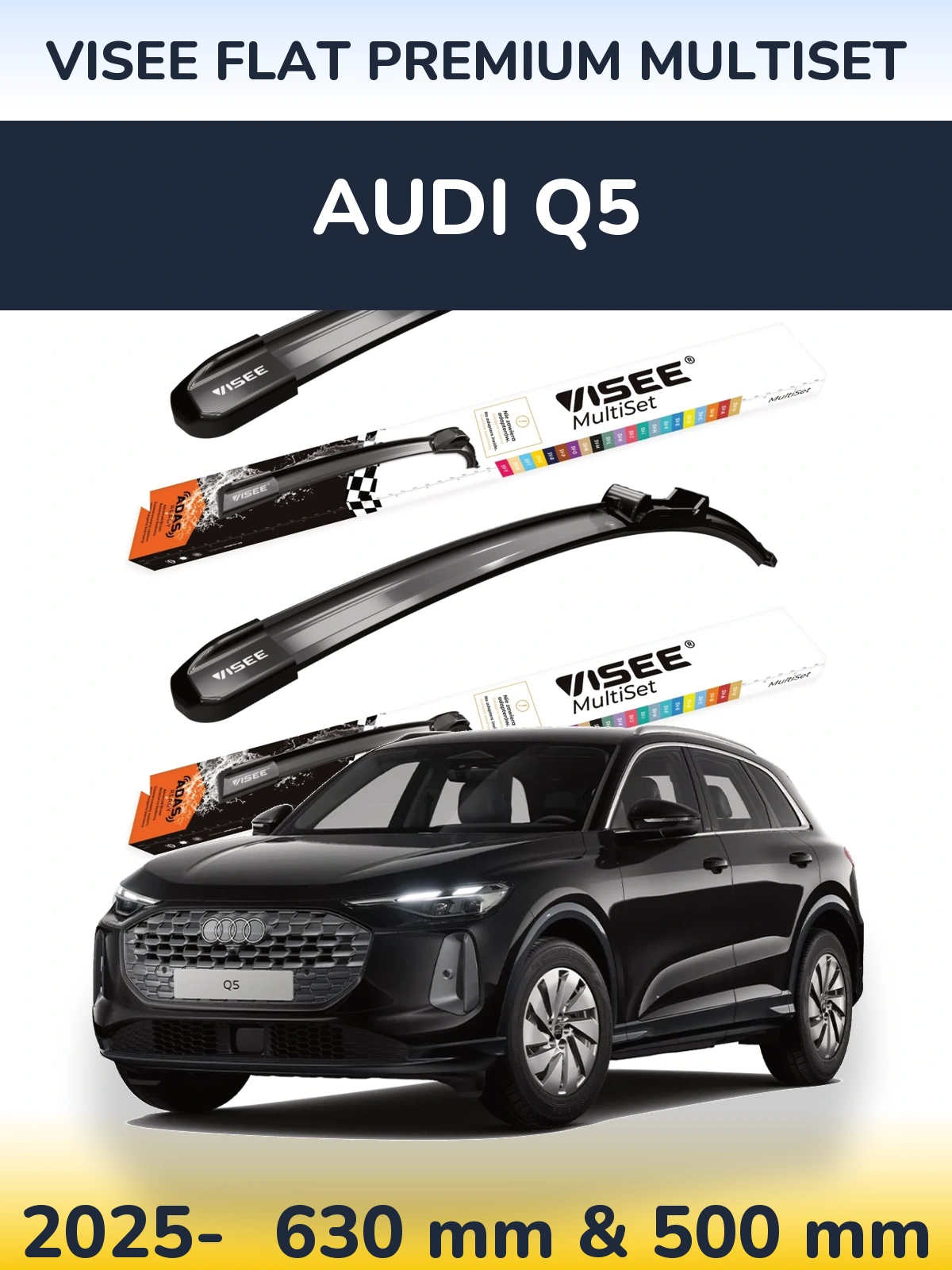 Komplet przednich wycieraczek VISEE FLAT PREMIUM MultiSet 630 & 500 mm do Audi Q5 2025-2026