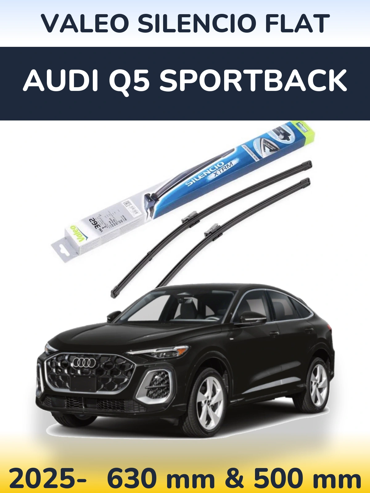 Комплект передних дворников Valeo Silencio Flat 600 & 500 мм для Audi Q5 Sportback 2025-2026