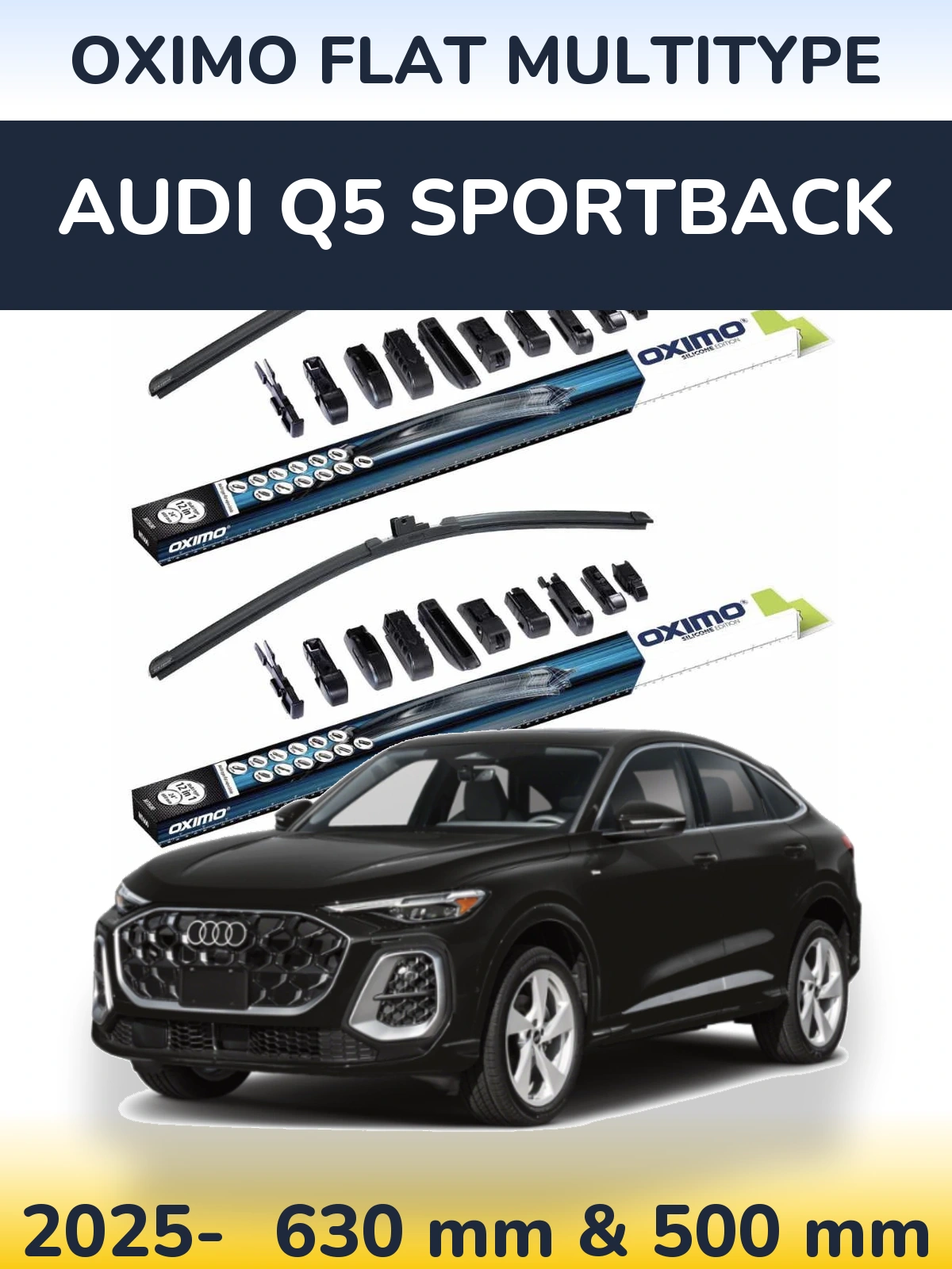 Komplet przednich wycieraczek Oximo Flat MultiType 600 & 500 mm do Audi Q5 Sportback 2025-2026