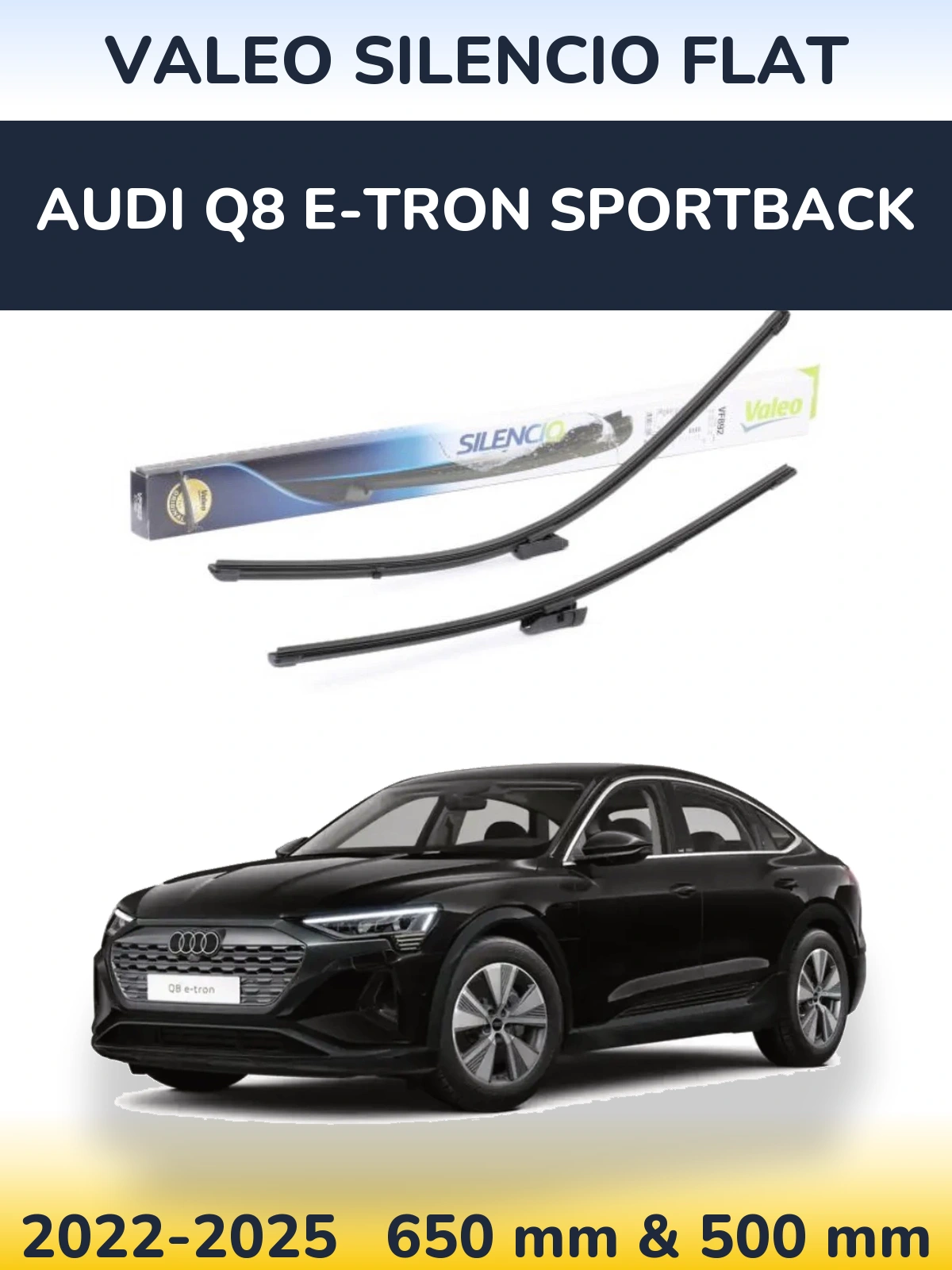Комплект передних дворников Valeo Silencio Flat 630 & 500 мм для Audi Q8 e-tron Sportback 2022-2025