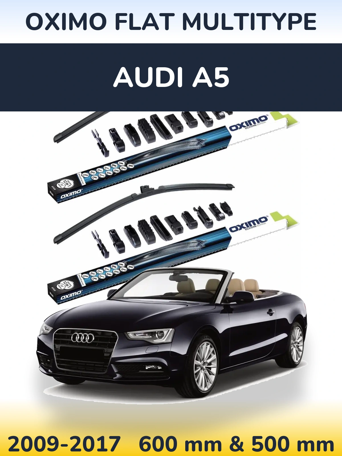Komplet przednich wycieraczek Oximo Flat MultiType 600 & 500 mm do Audi A5 2009-2017