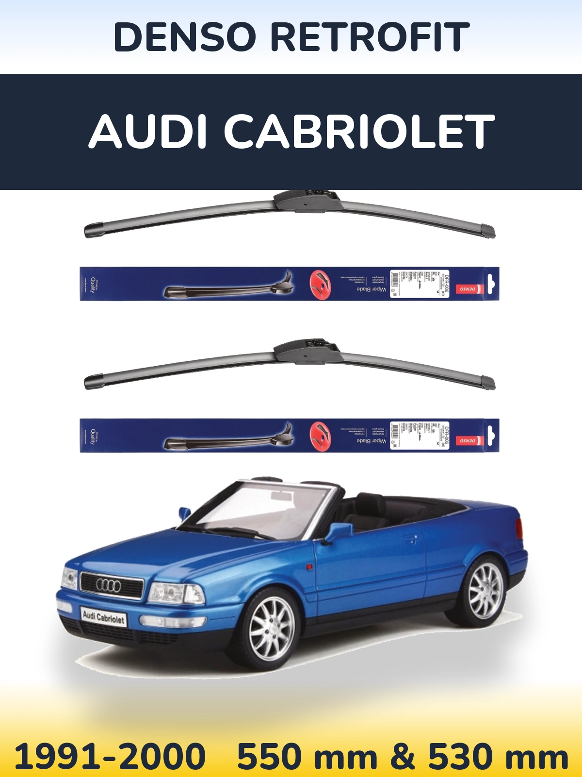 Komplet przednich wycieraczek Denso Retrofit 550 & 530 mm do Audi Cabriolet 1991-2000
