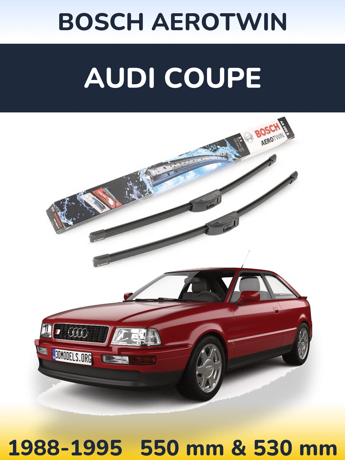 Komplet przednich wycieraczek BOSCH AeroTwin 550 & 530 mm do Audi Coupe 1988-1995