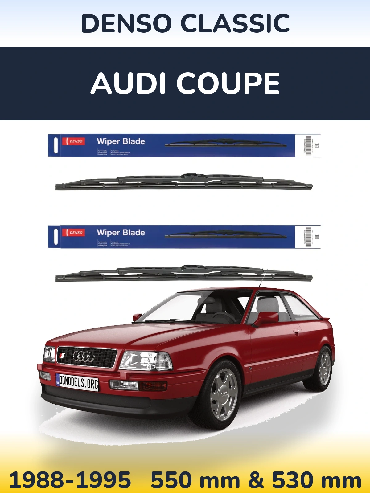 Komplet przednich wycieraczek Denso Classic 550 & 530 mm do Audi Coupe 1988-1995