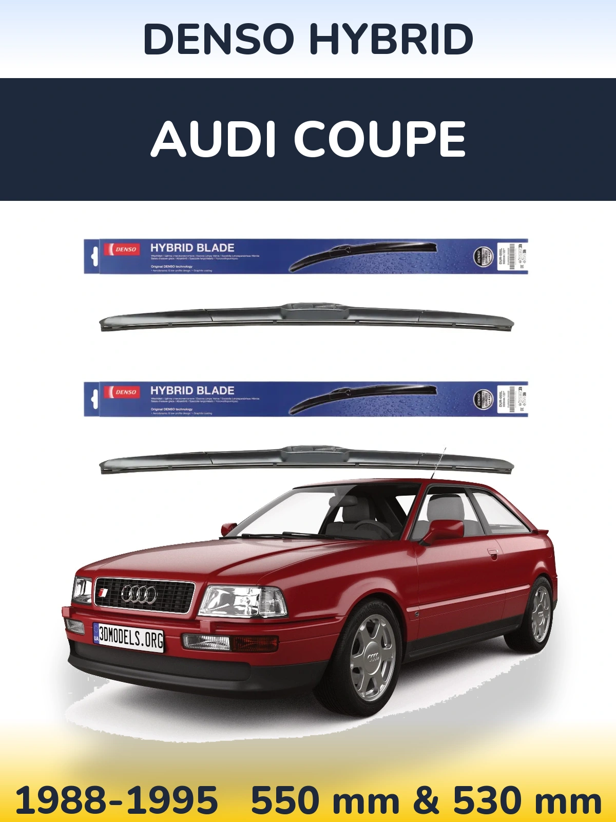 Komplet przednich wycieraczek Denso Hybrid 550 & 530 mm do Audi Coupe 1988-1995