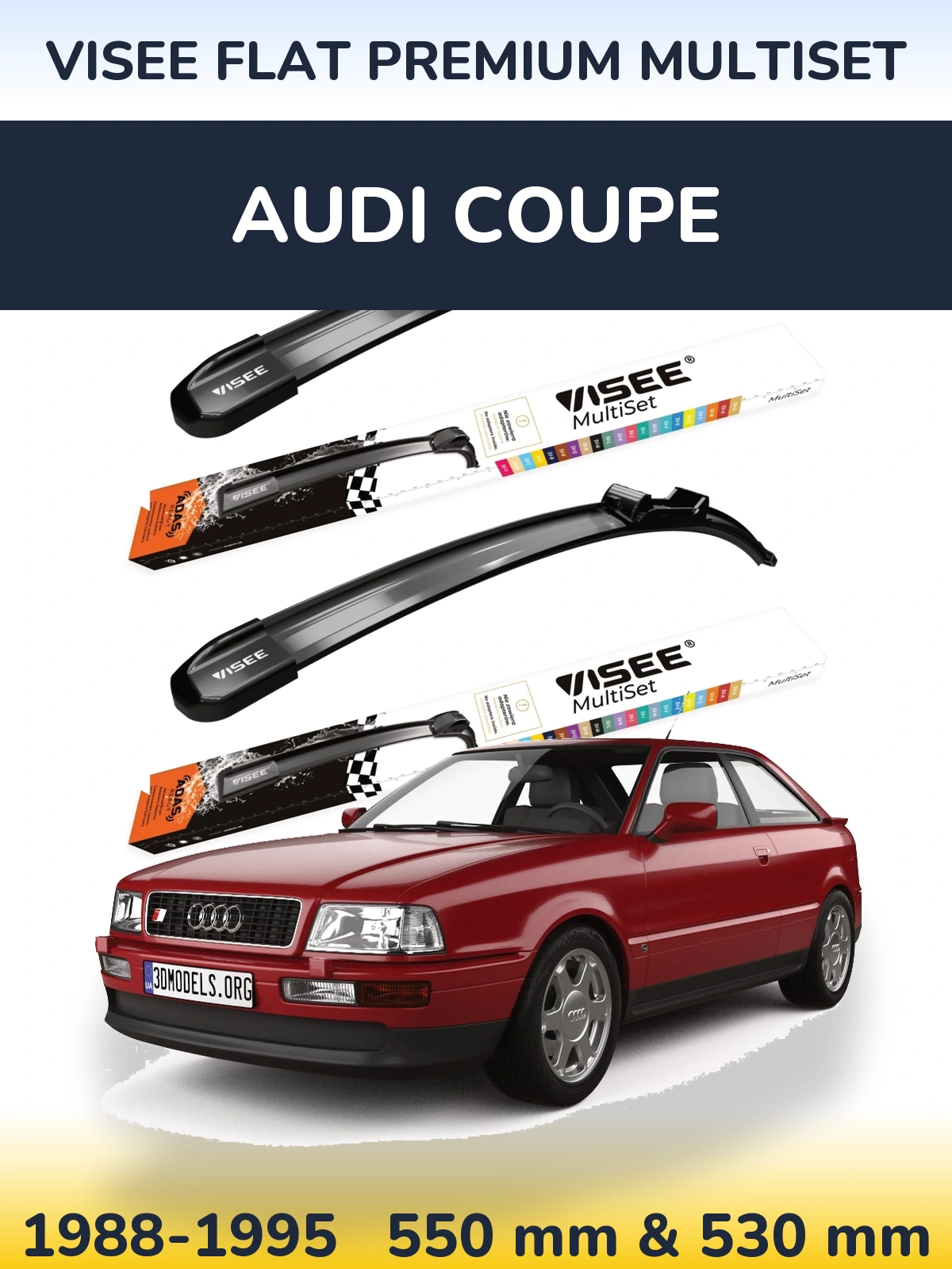 Komplet przednich wycieraczek VISEE FLAT PREMIUM MultiSet 550 & 530 mm do Audi Coupe 1988-1995