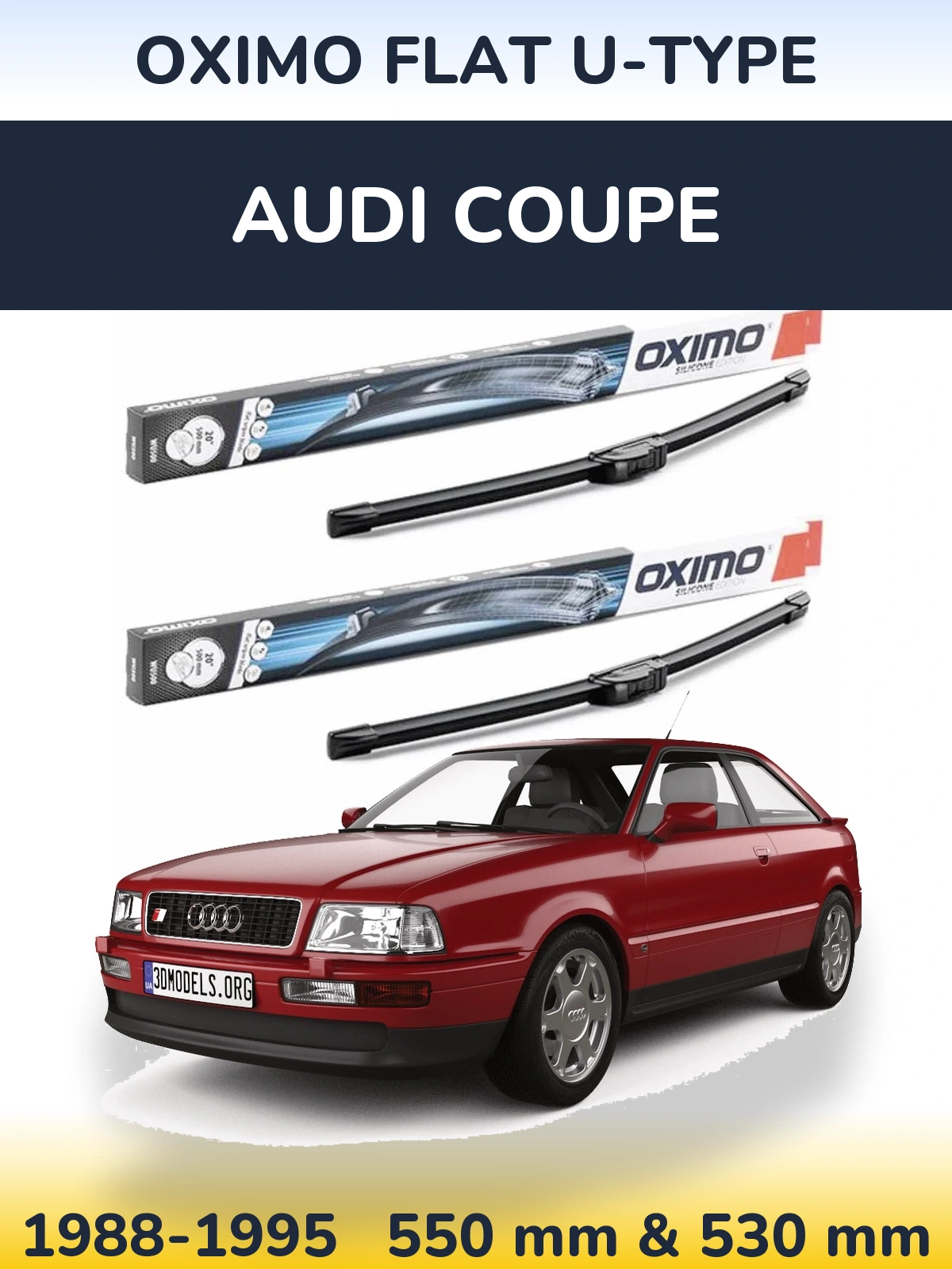Комплект передних дворников Oximo Flat U-type 550 & 530 мм для Audi Coupe 1988-1995