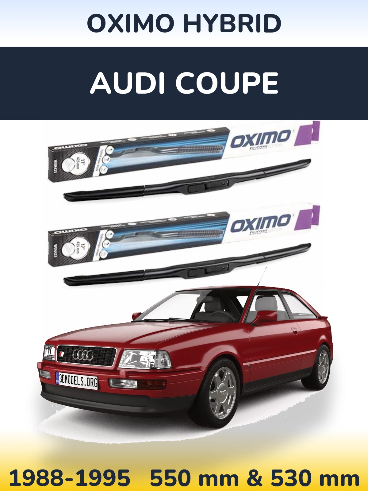 Komplet przednich wycieraczek Oximo Hybrid 550 & 530 mm do Audi Coupe 1988-1995