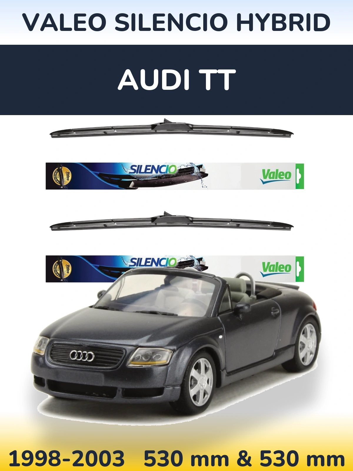 Комплект передних дворников Valeo Silencio Hybrid 530 & 530 мм для Audi TT 1998-2003