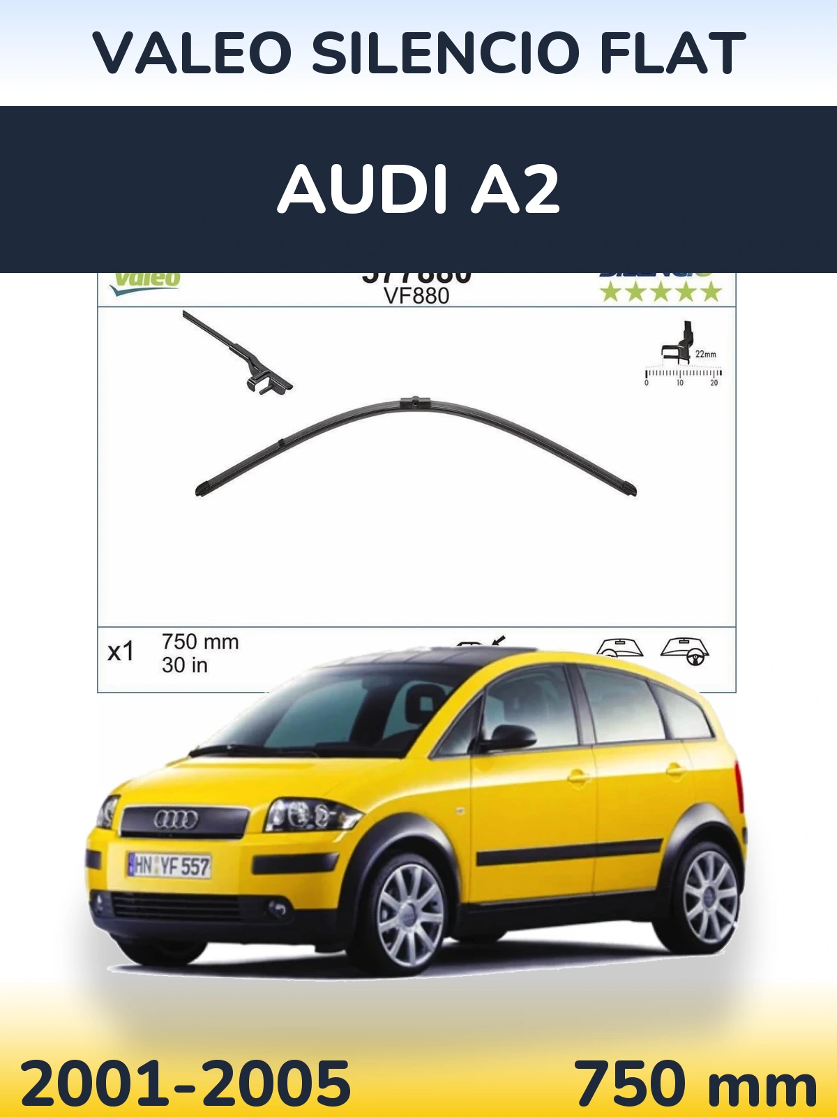 Przednia wycieraczka Valeo Silencio Flat 750 mm do Audi A2 2001-2005