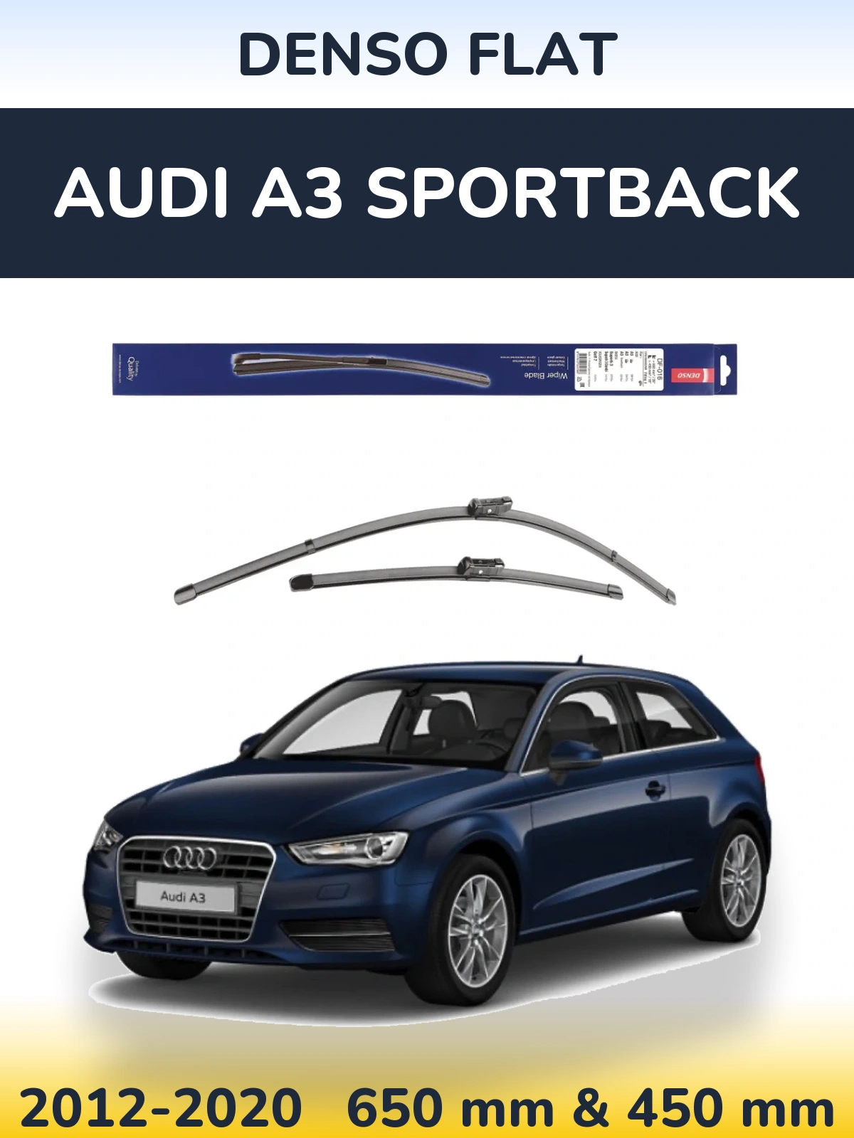 Komplet przednich wycieraczek Denso Flat 650 & 450 mm do Audi A3 Sportback 2012-2020