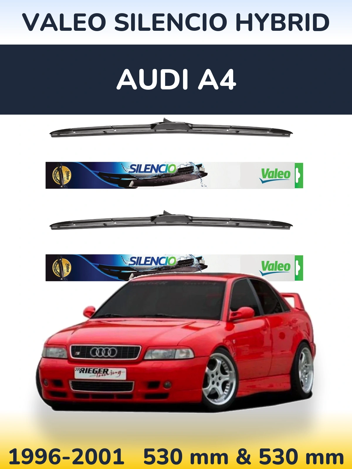 Комплект передних дворников Valeo Silencio Hybrid 530 & 530 мм для Audi A4 1996-2001