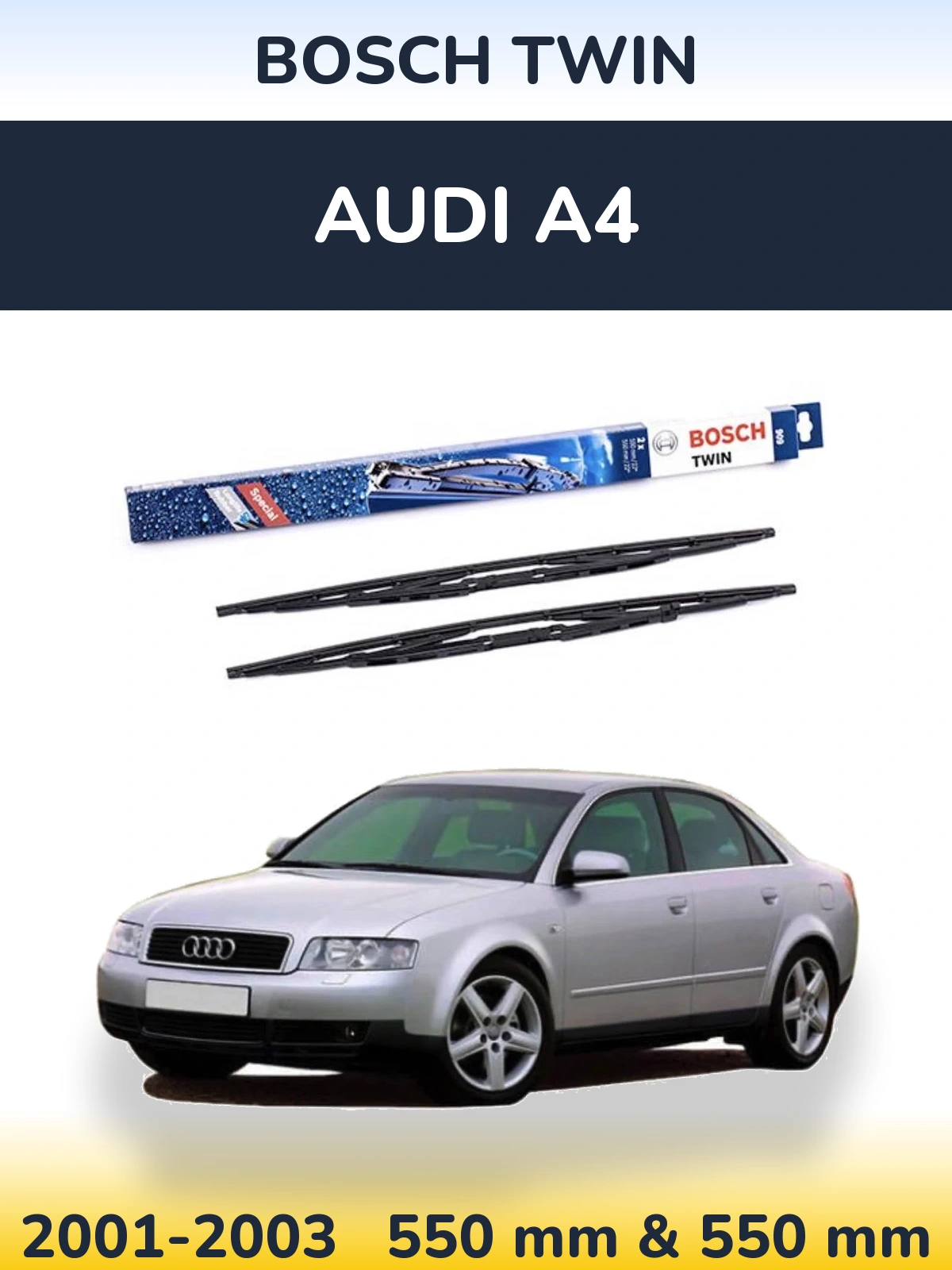 Komplet przednich wycieraczek BOSCH Twin 550 & 550 mm do Audi A4 2001-2003