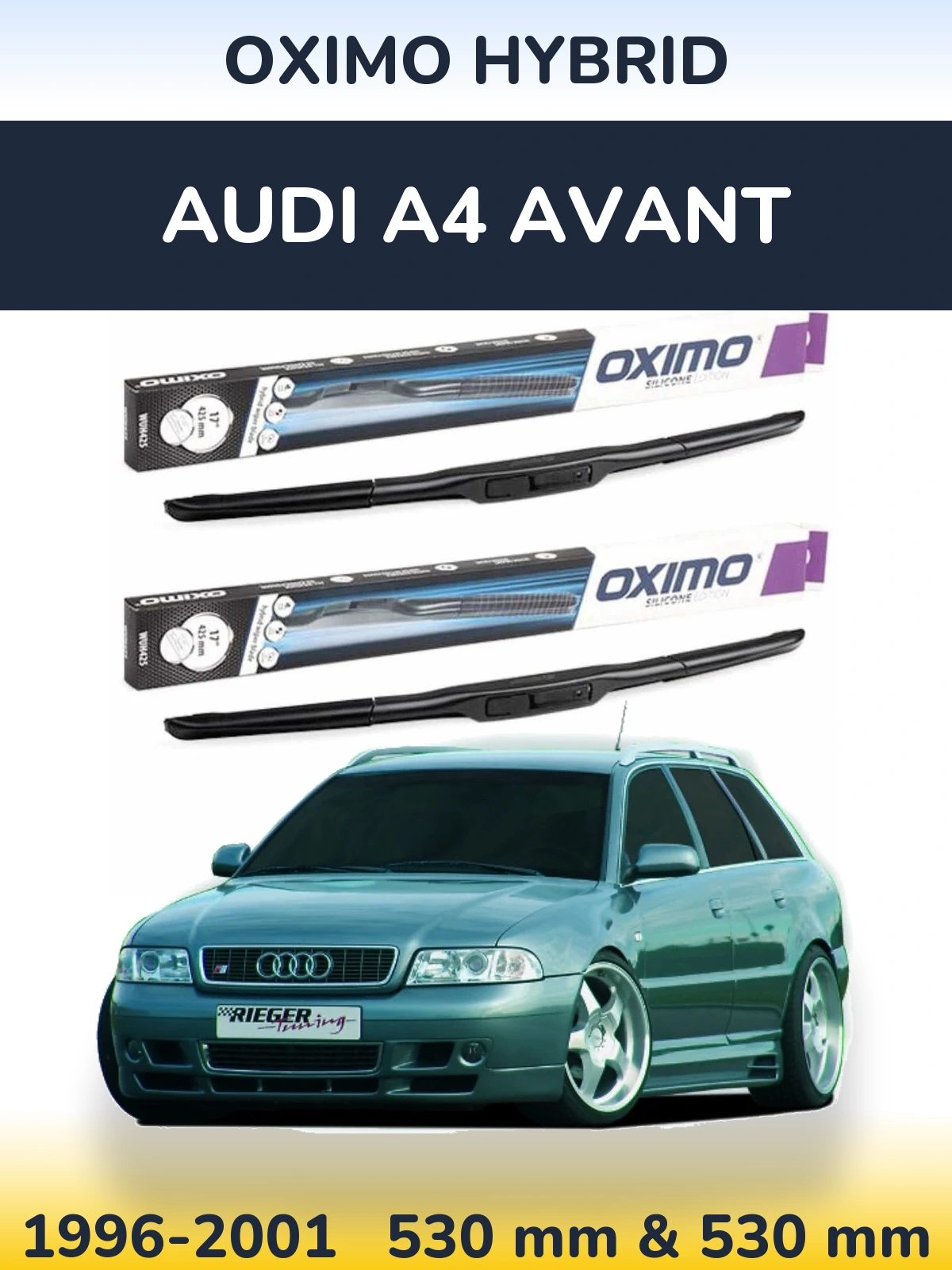 Komplet przednich wycieraczek Oximo Hybrid 530 & 530 mm do Audi A4 Avant 1996-2001