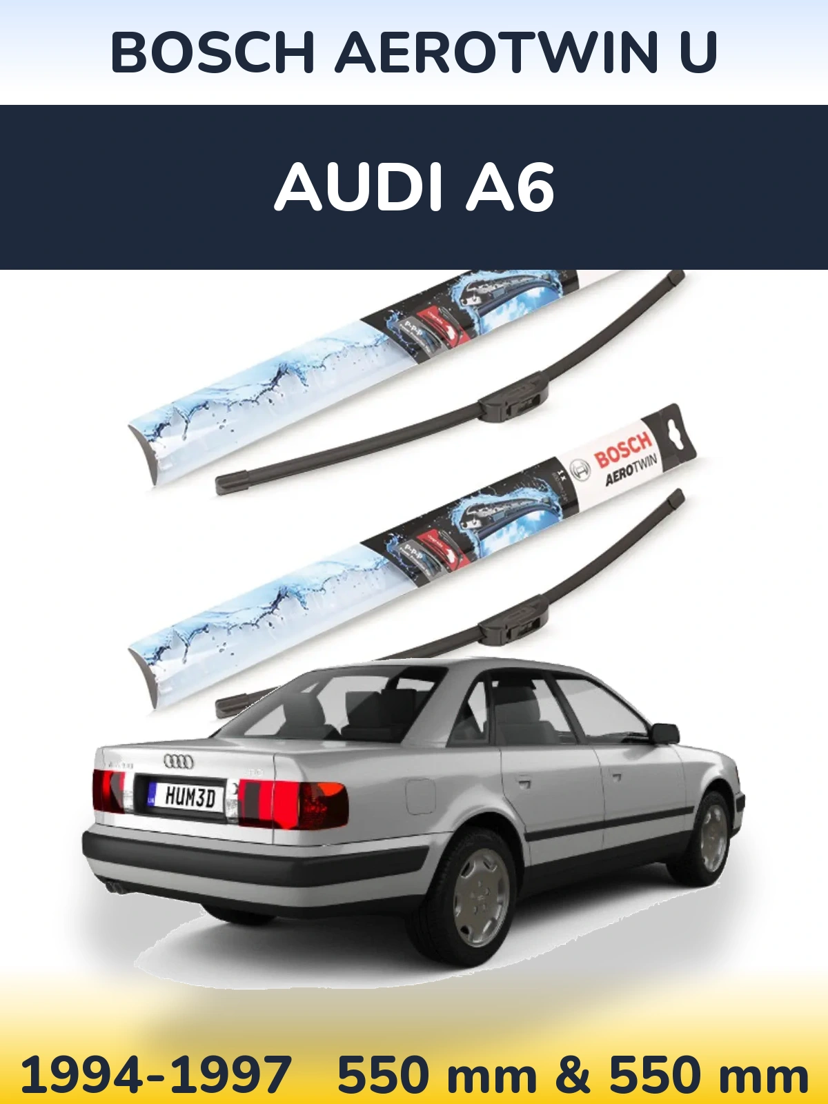 Комплект передних дворников BOSCH AeroTwin U 550 & 550 мм для Audi A6 1994-1997