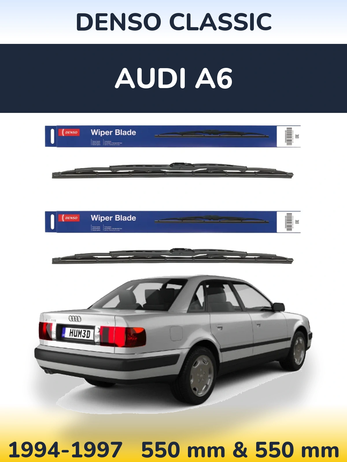 Komplet przednich wycieraczek Denso Classic 550 & 550 mm do Audi A6 1994-1997