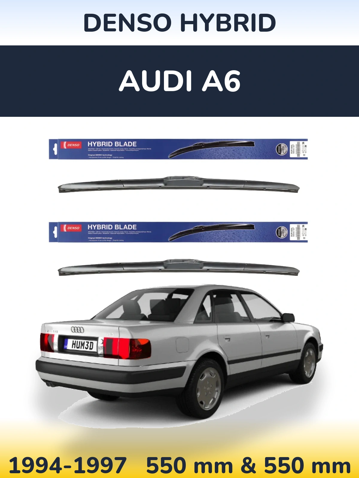 Komplet przednich wycieraczek Denso Hybrid 550 & 550 mm do Audi A6 1994-1997