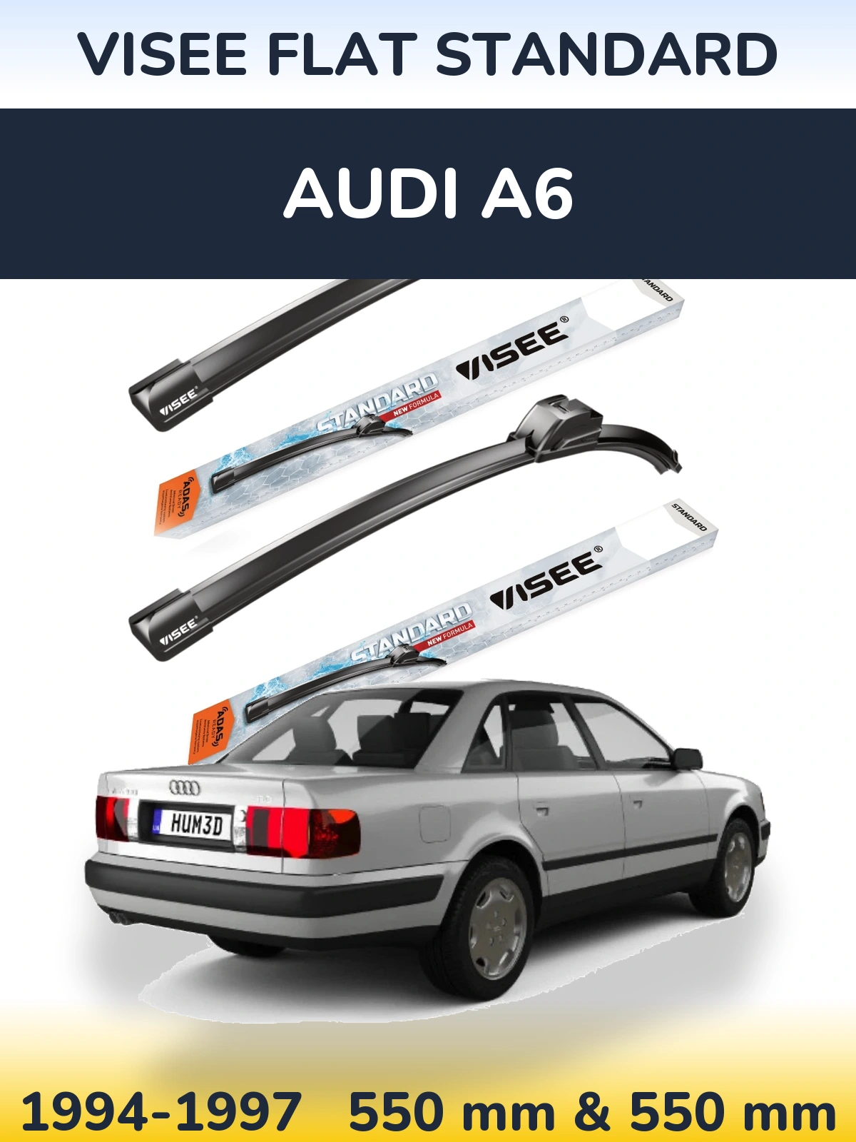 Komplet przednich wycieraczek VISEE FLAT STANDARD 550 & 550 mm do Audi A6 1994-1997