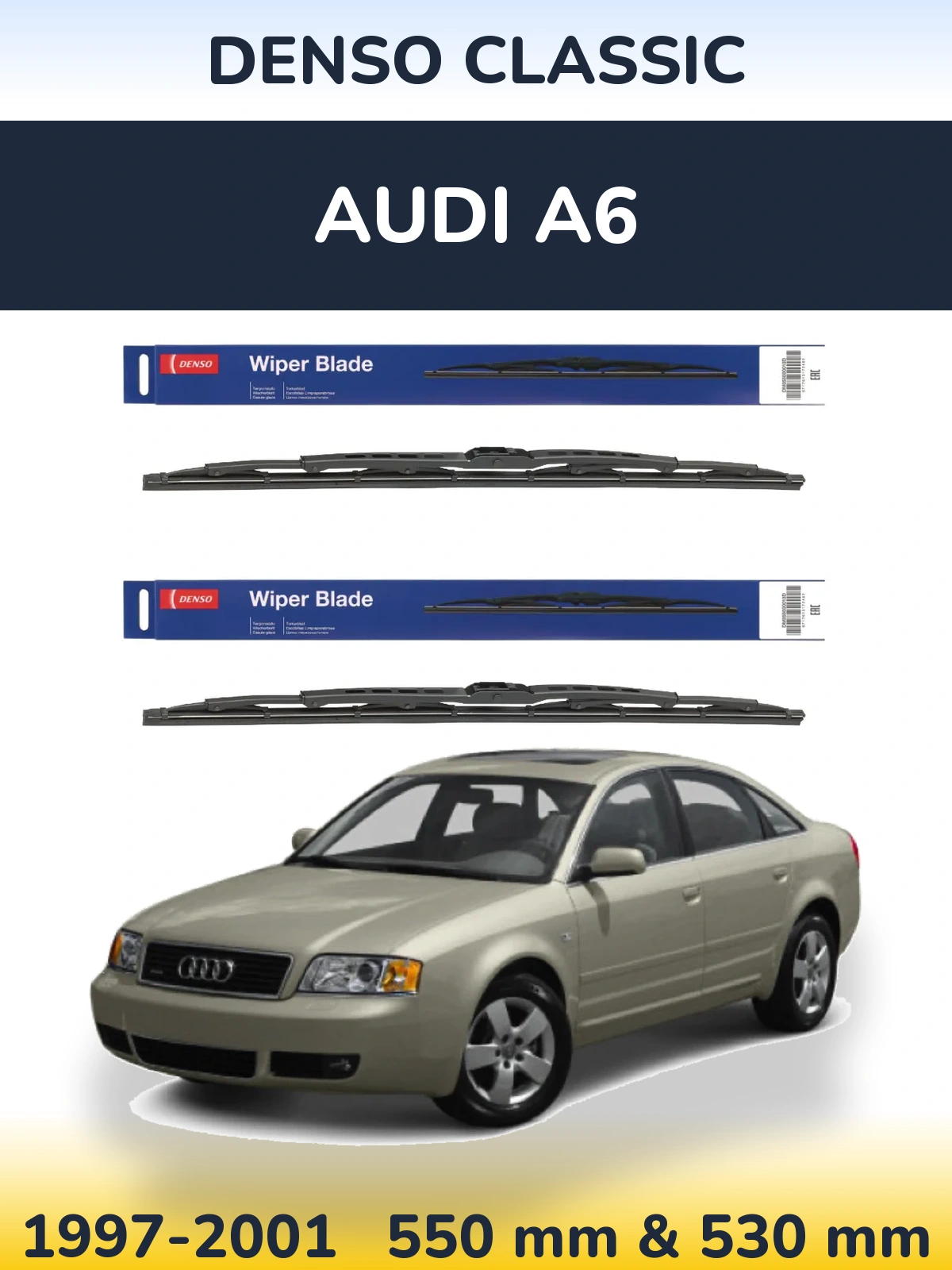 Komplet przednich wycieraczek Denso Classic 550 & 530 mm do Audi A6 1997-2001