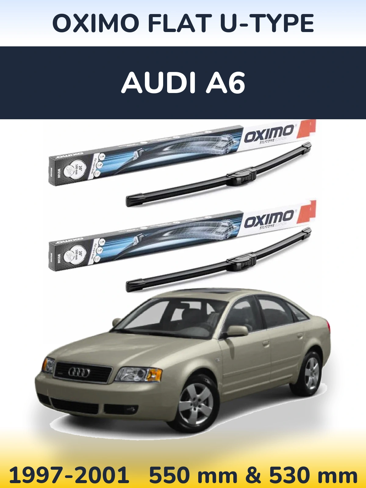 Komplet przednich wycieraczek Oximo Flat U-type 550 & 530 mm do Audi A6 1997-2001
