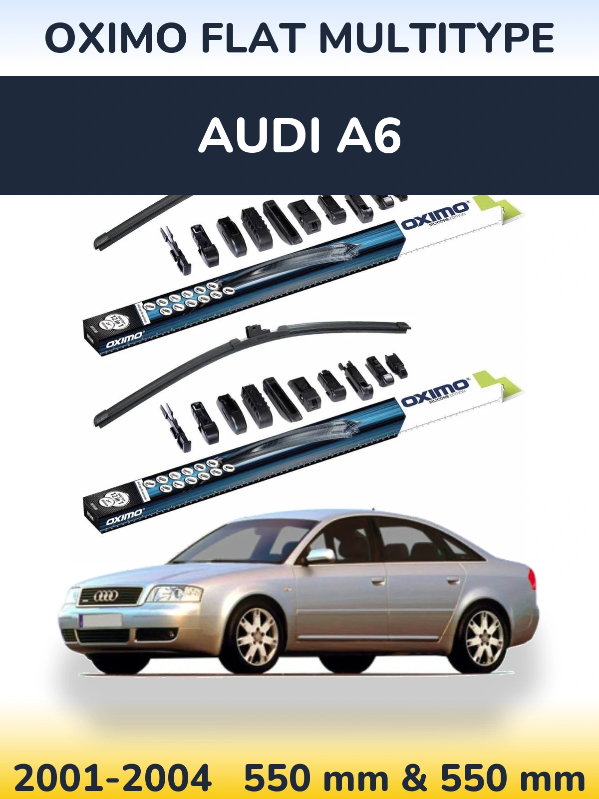Комплект передних дворников Oximo Flat MultiТипe 550 & 550 мм для Audi A6 2001-2004