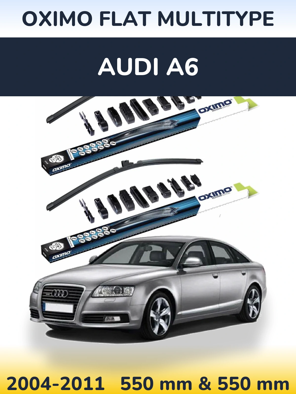 Front wiper blade set Oximo Flat MultiTypee 550 & 550 mm for Audi A6 2004-2011