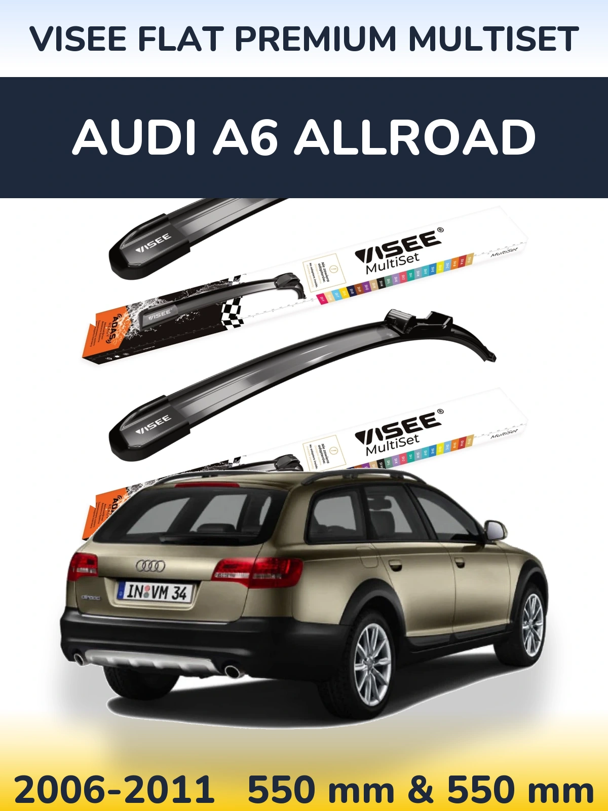 Komplet przednich wycieraczek VISEE FLAT PREMIUM MultiSet 550 & 550 mm do Audi A6 Allroad 2006-2011