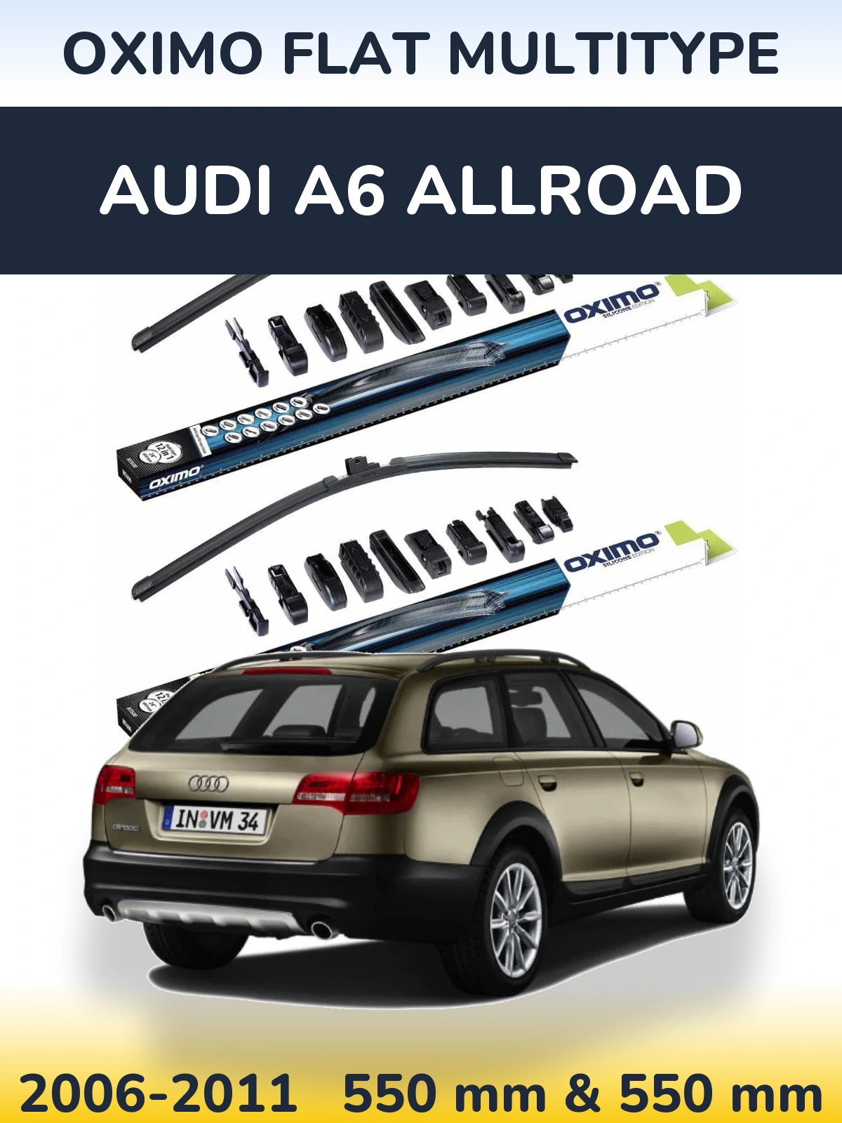 Front wiper blade set Oximo Flat MultiTypee 550 & 550 mm for Audi A6 Allroad 2006-2011