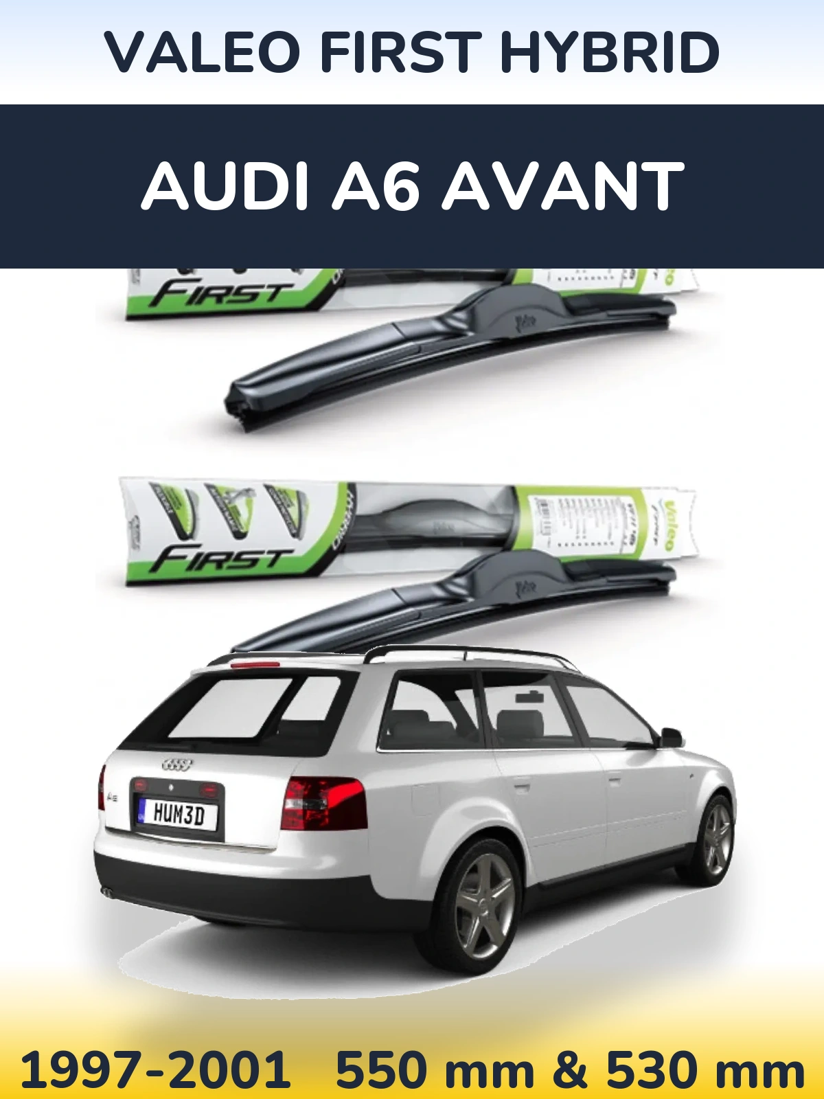 Комплект передних дворников Valeo First Hybrid 550 & 530 мм для Audi A6 Avant 1997-2001
