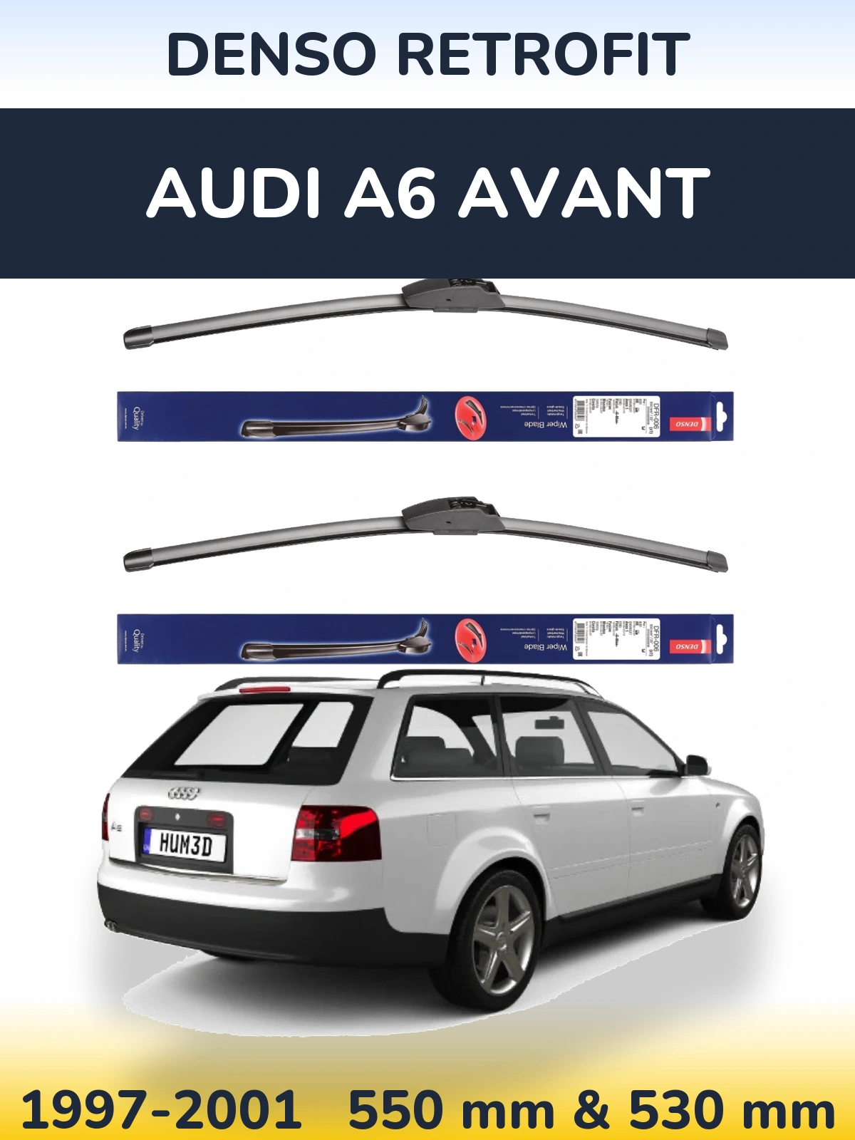 Комплект передних дворников Denso Retrofit 550 & 530 мм для Audi A6 Avant 1997-2001