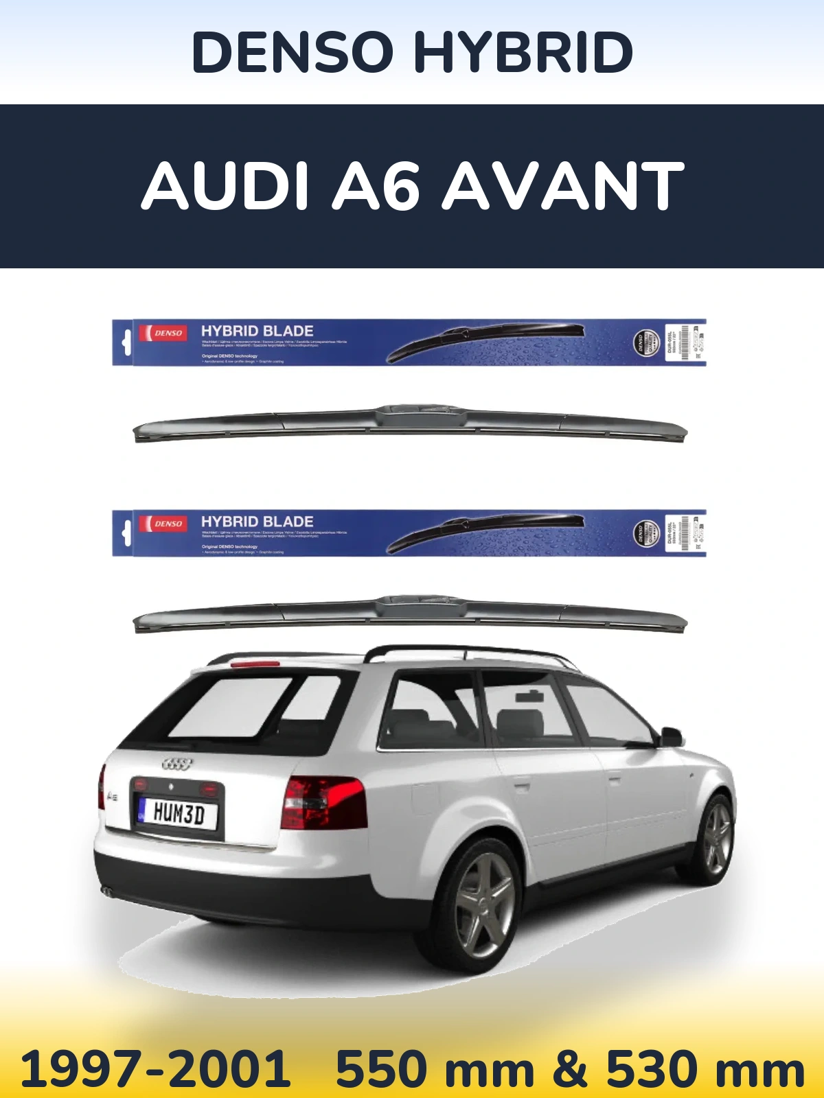 Komplet przednich wycieraczek Denso Hybrid 550 & 530 mm do Audi A6 Avant 1997-2001