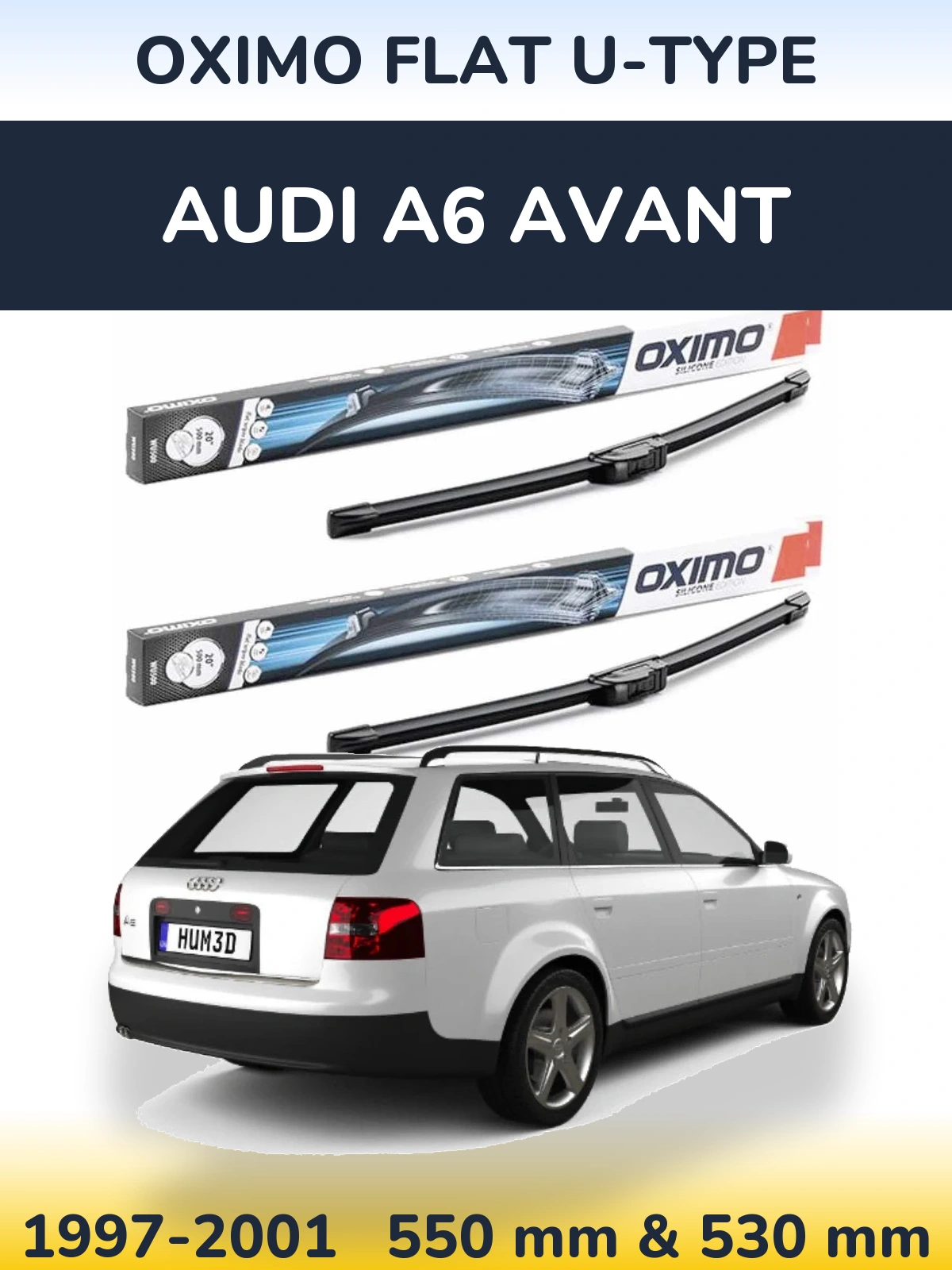 Комплект передних дворников Oximo Flat U-type 550 & 530 мм для Audi A6 Avant 1997-2001