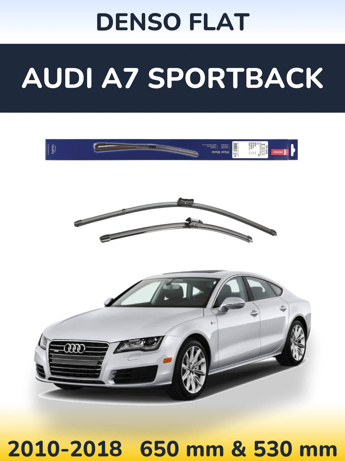 Front wiper blade set Denso Flat 640 & 520 mm for Audi A7 Sportback 2010-2018