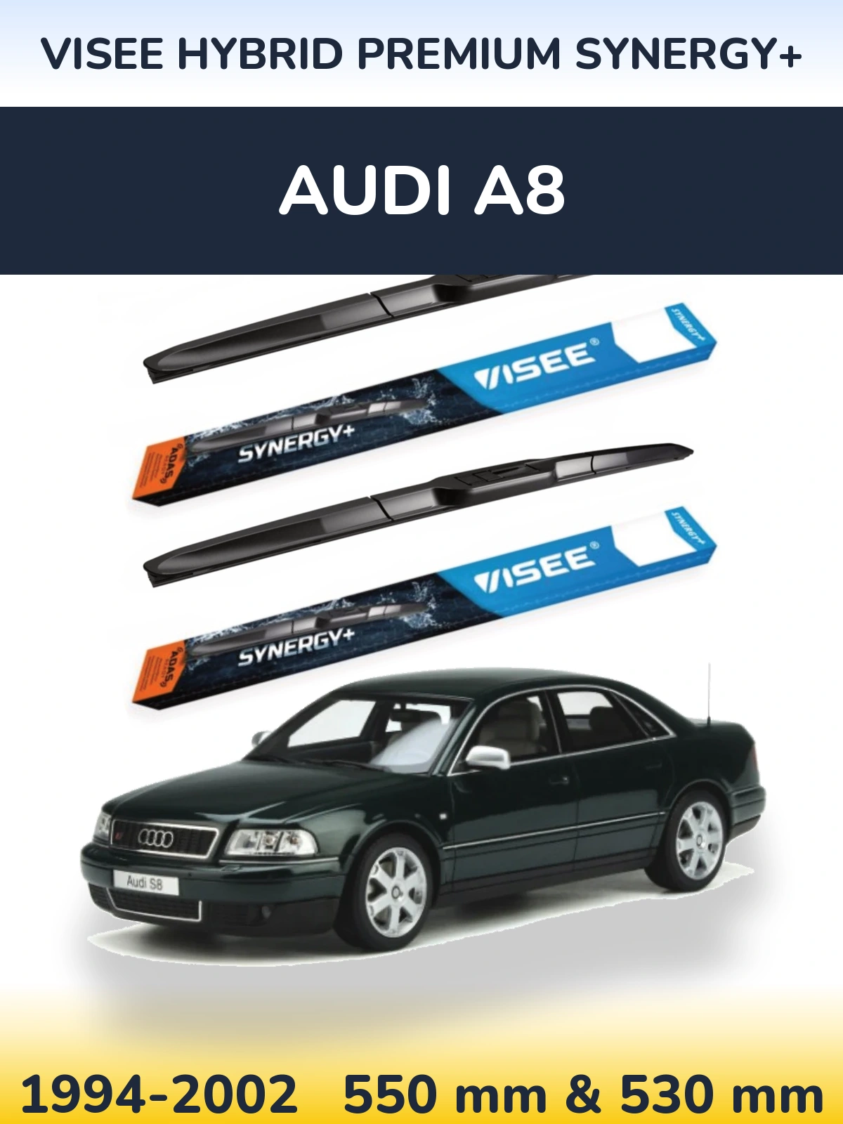 Komplet przednich wycieraczek VISEE HYBRID PREMIUM SYNERGY+ 550 & 530 mm do Audi A8 1994-2002
