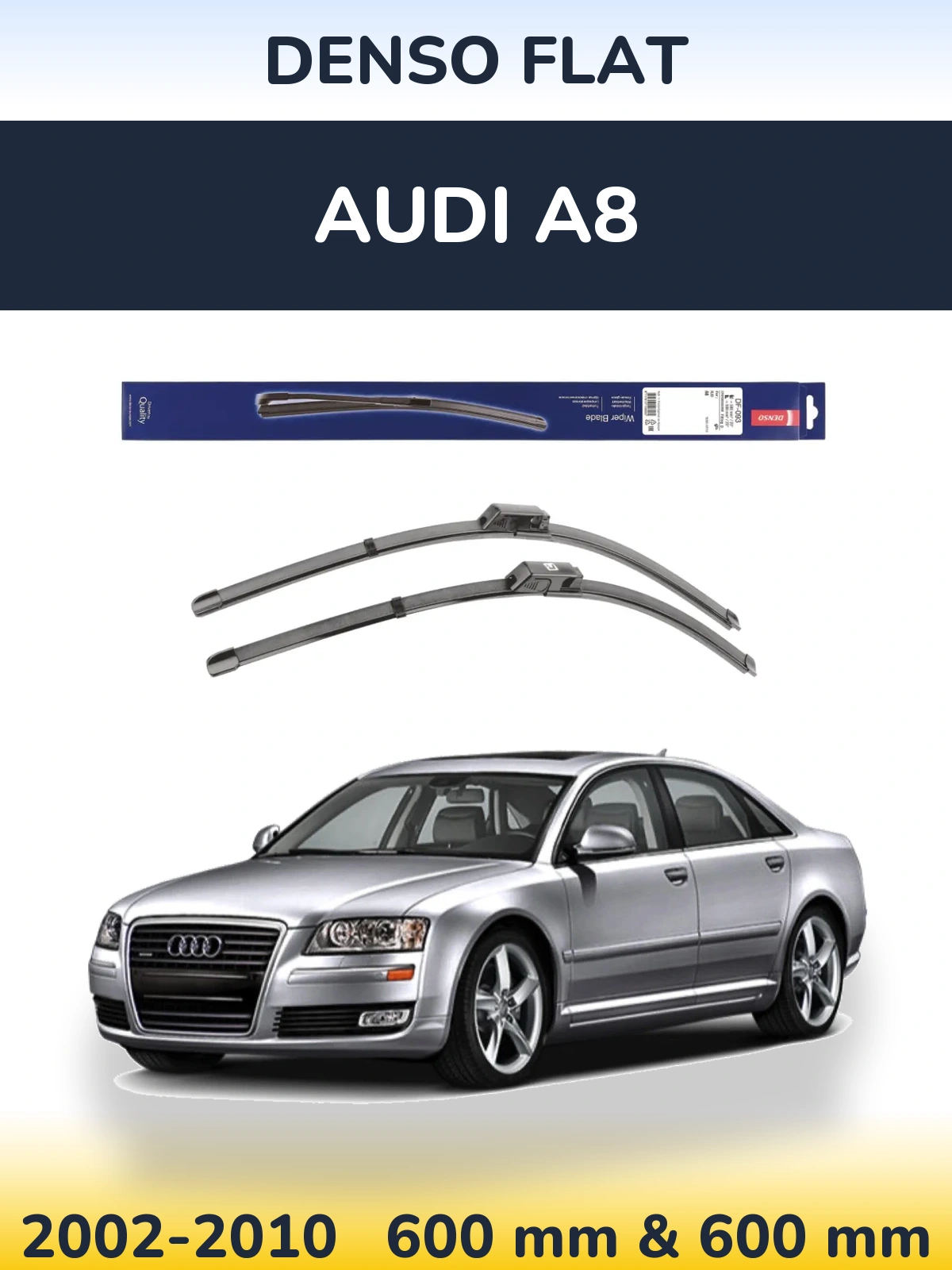 Front wiper blade set Denso Flat 590 & 580 mm for Audi A8 2002-2010