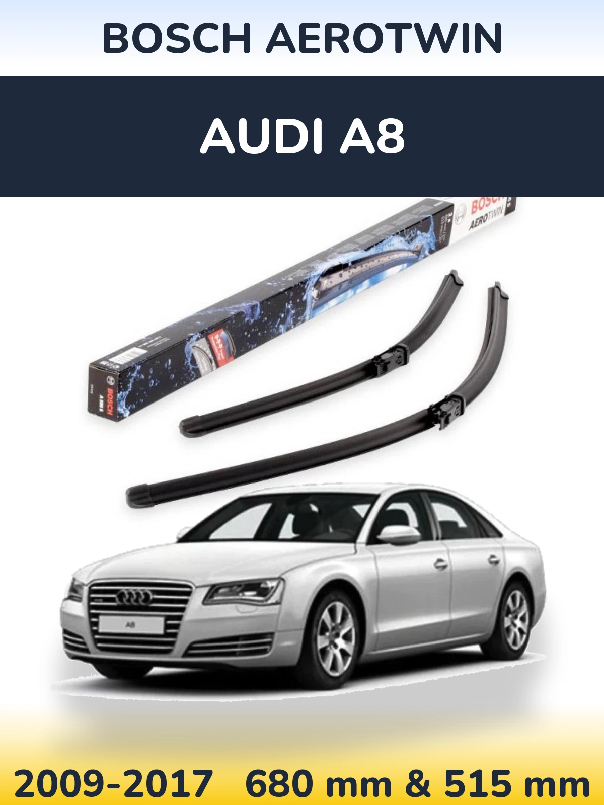 Комплект передних дворников BOSCH AeroTwin 680 & 515 мм для Audi A8 2009-2017
