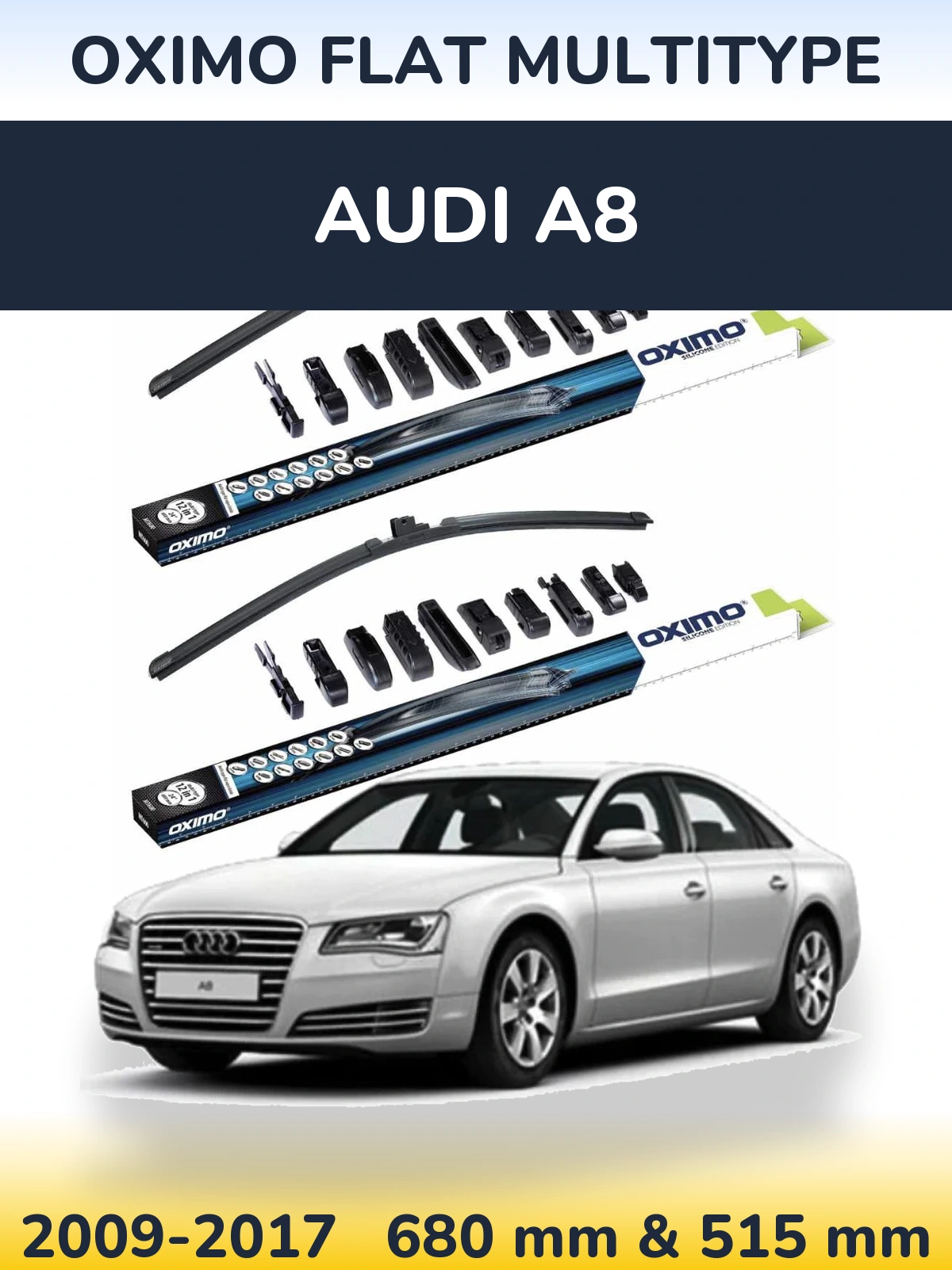 Комплект передних дворников Oximo Flat MultiТипe 700 & 500 мм для Audi A8 2009-2017