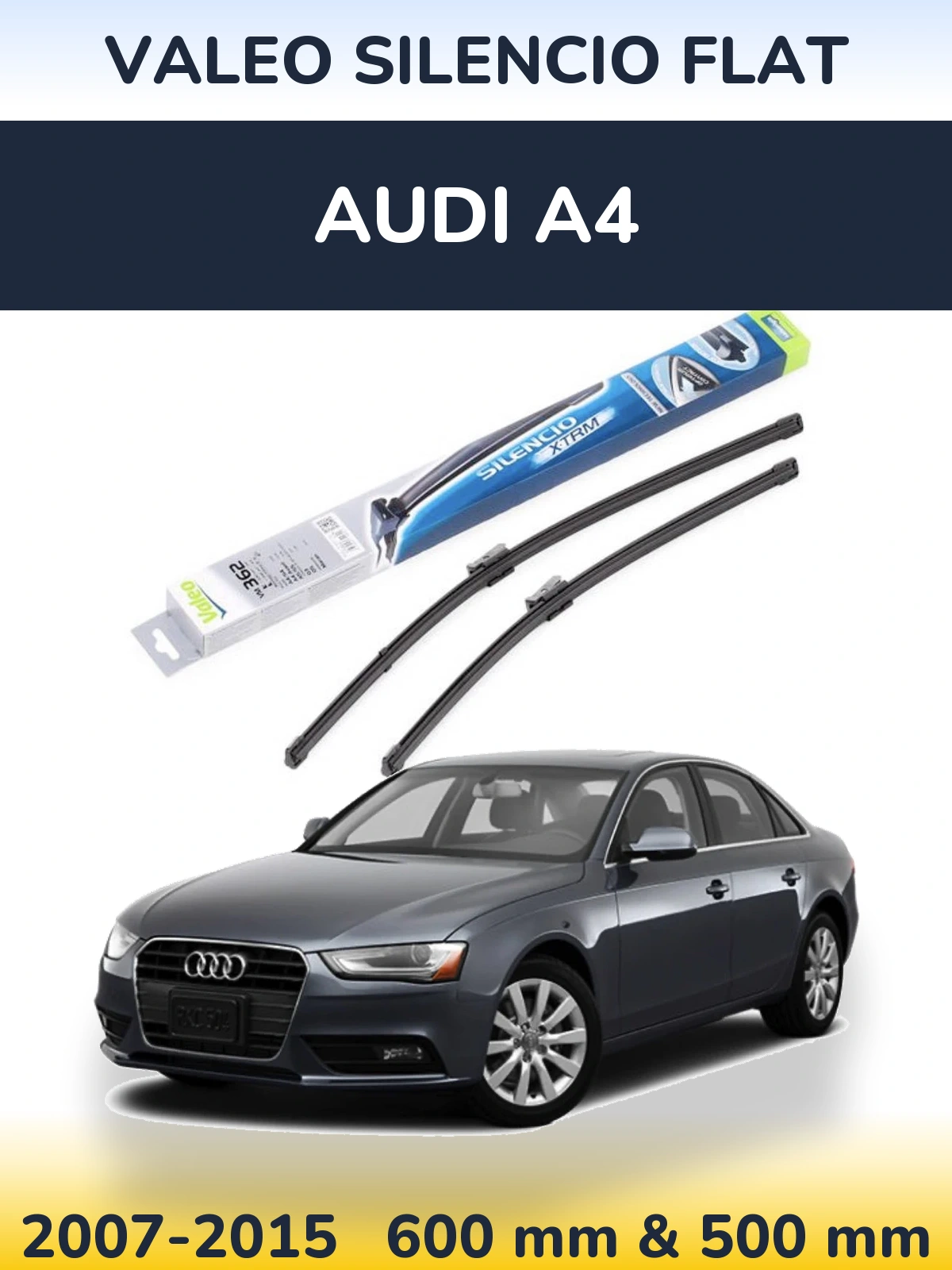 Komplet przednich wycieraczek Valeo Silencio Flat 600 & 500 mm do Audi A4 2007-2015